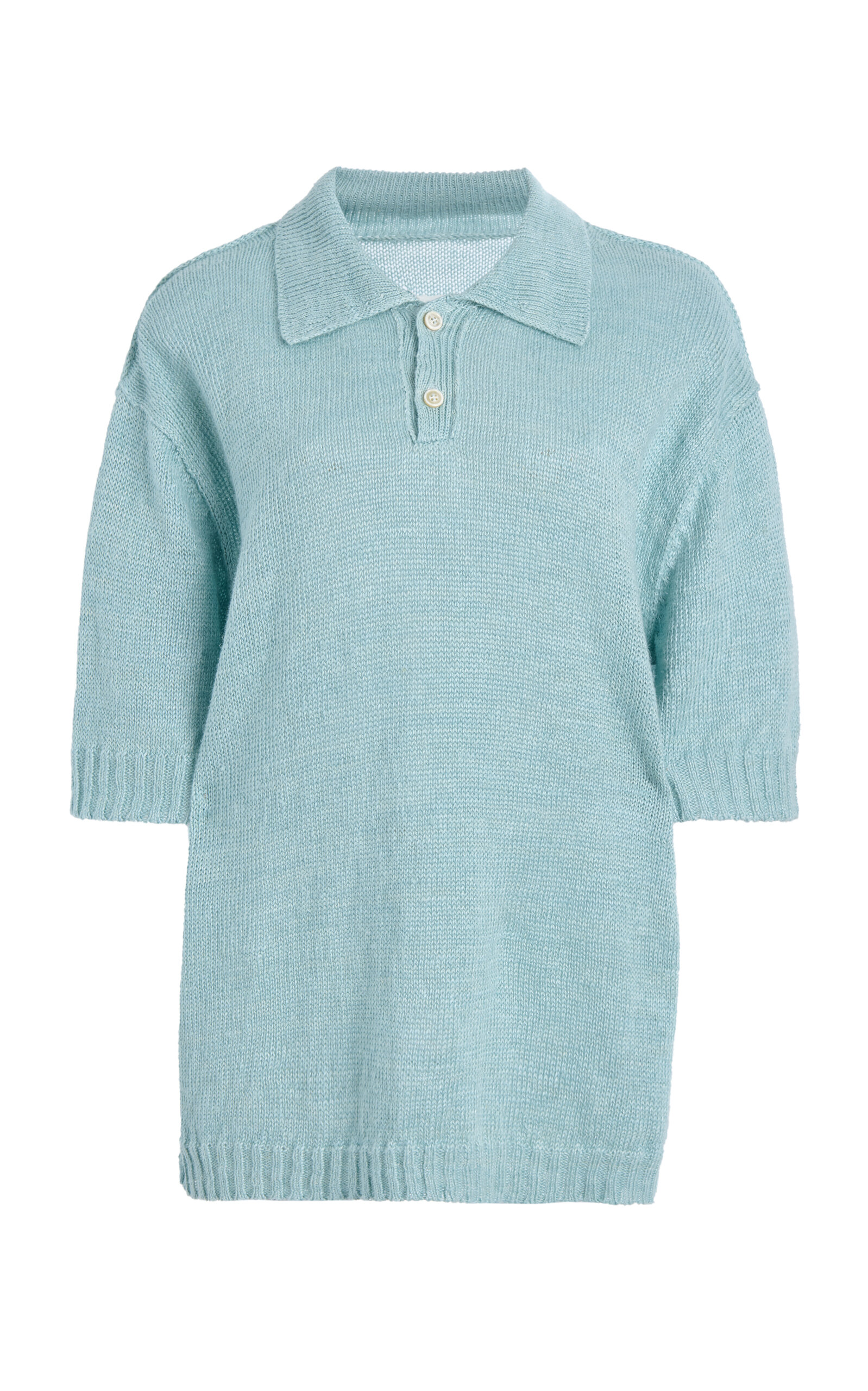 Shop Maison Margiela Hemp Polo Shirt In Blue
