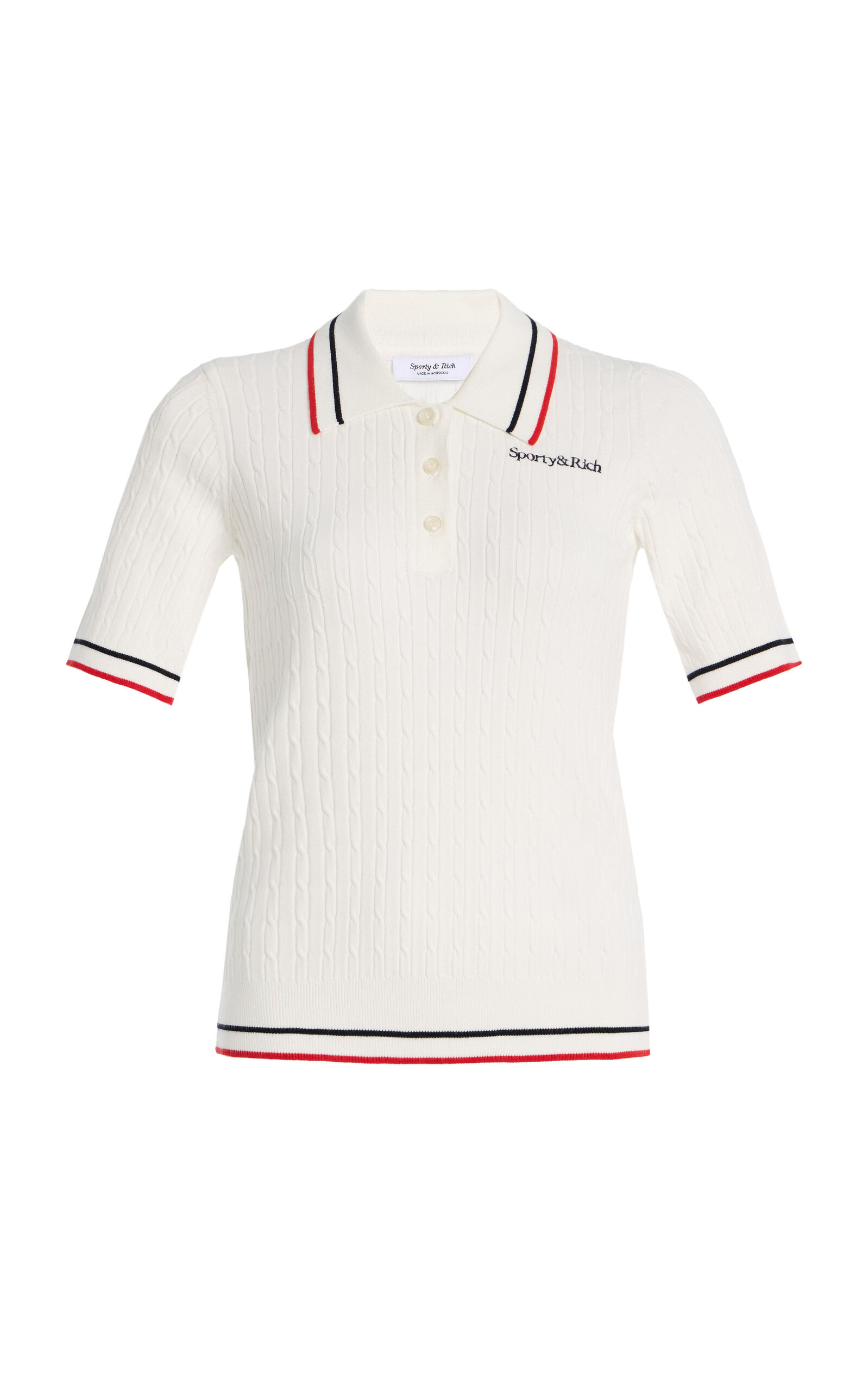 Sporty & Rich Cable-Knit Polo Shirt