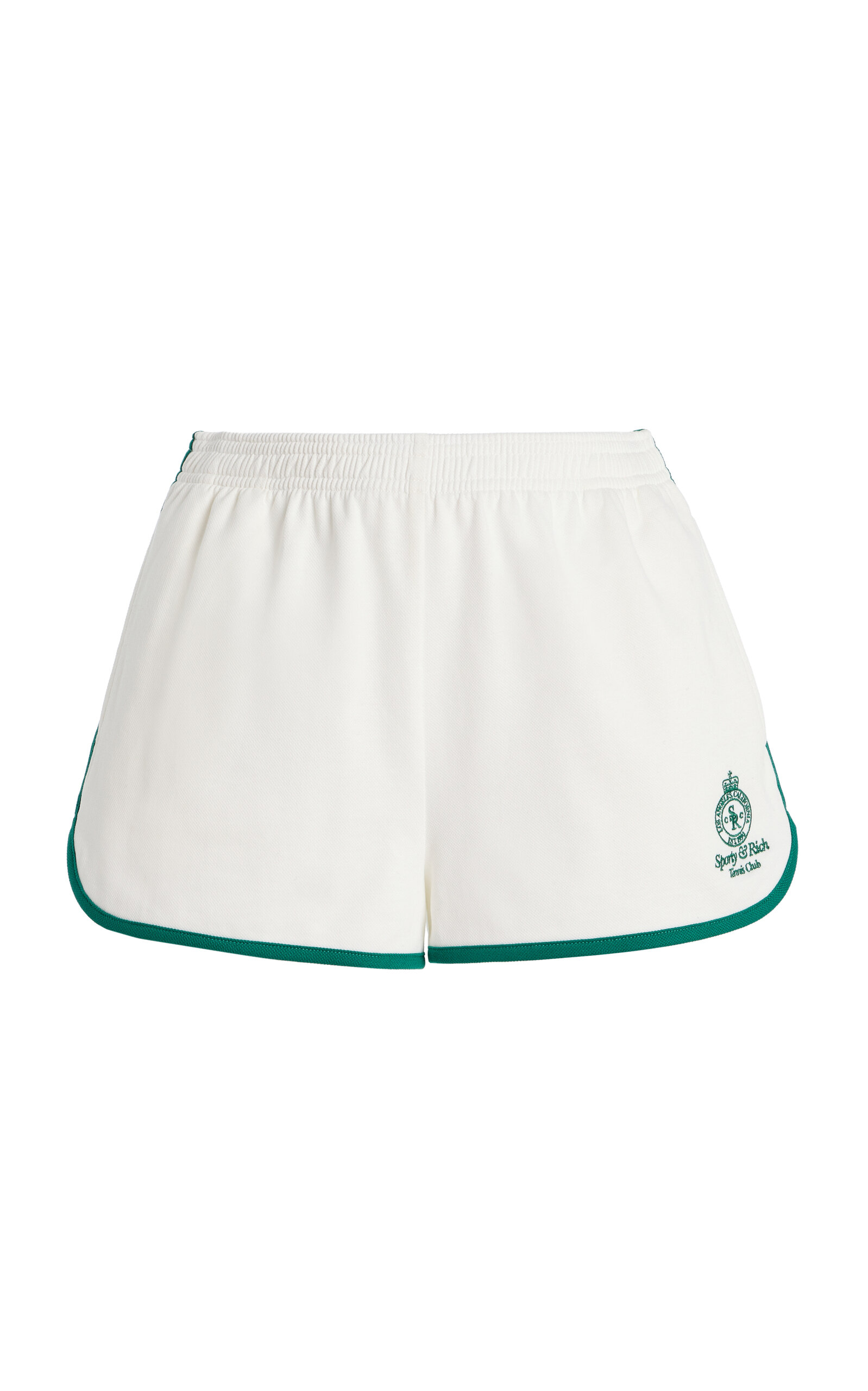 Sporty And Rich Crown Cotton-pique Tennis Shorts In White