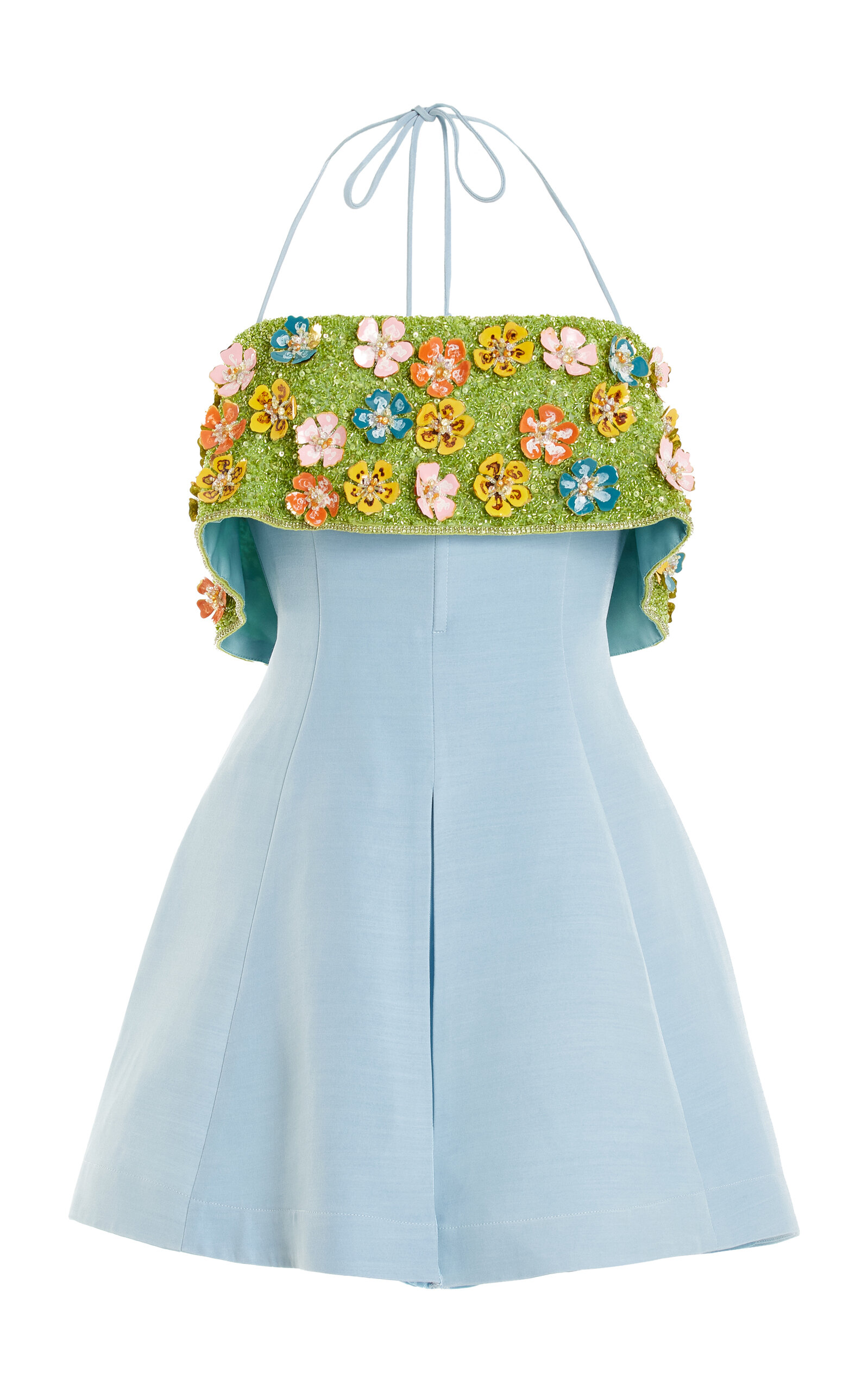 ALEMAIS Yasmine Beaded Crepe Mini Dress - Blue - Women's Clothing