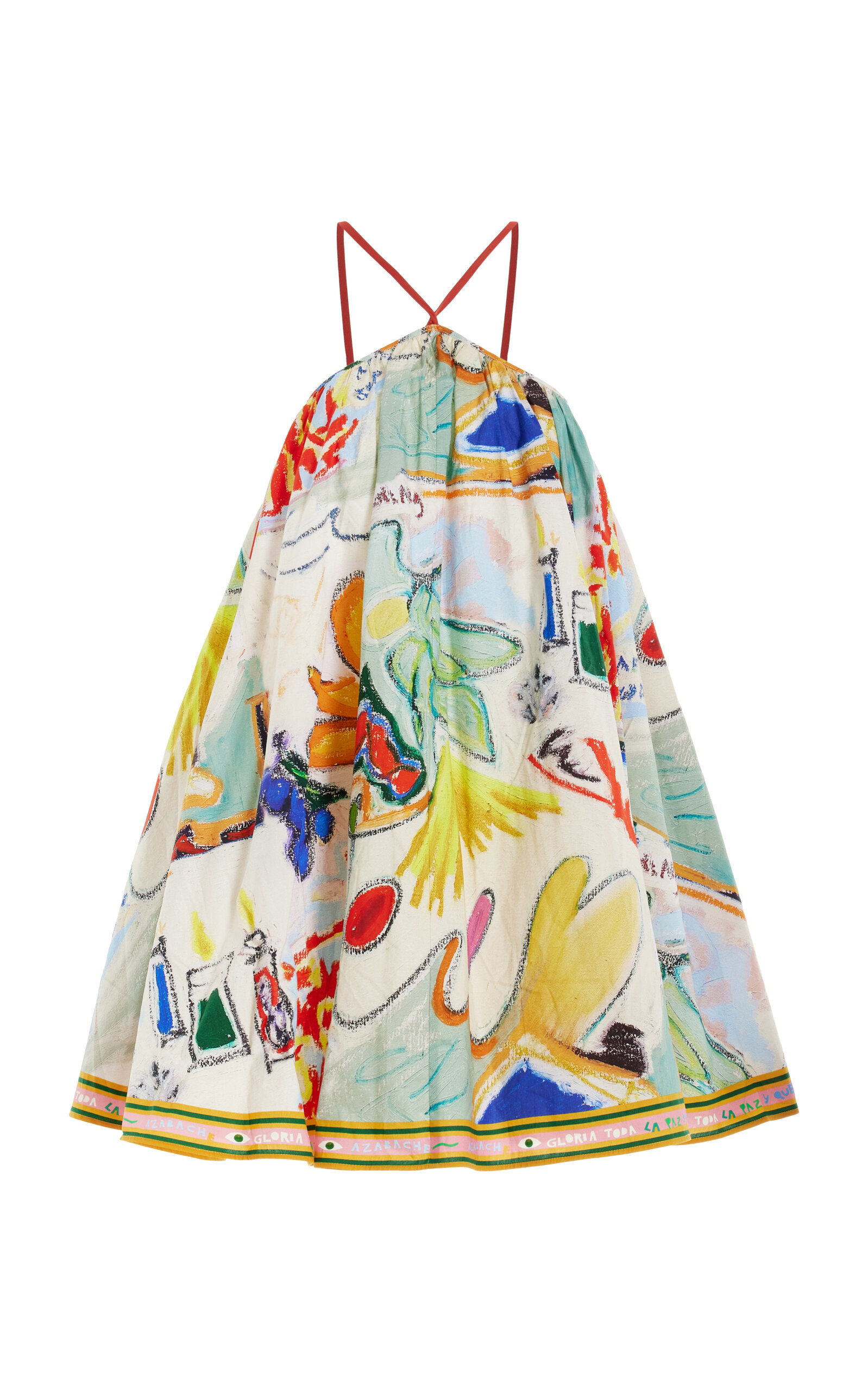 Shop Alemais La Charrasca Organic-cotton Mini Halter Dress In Multi
