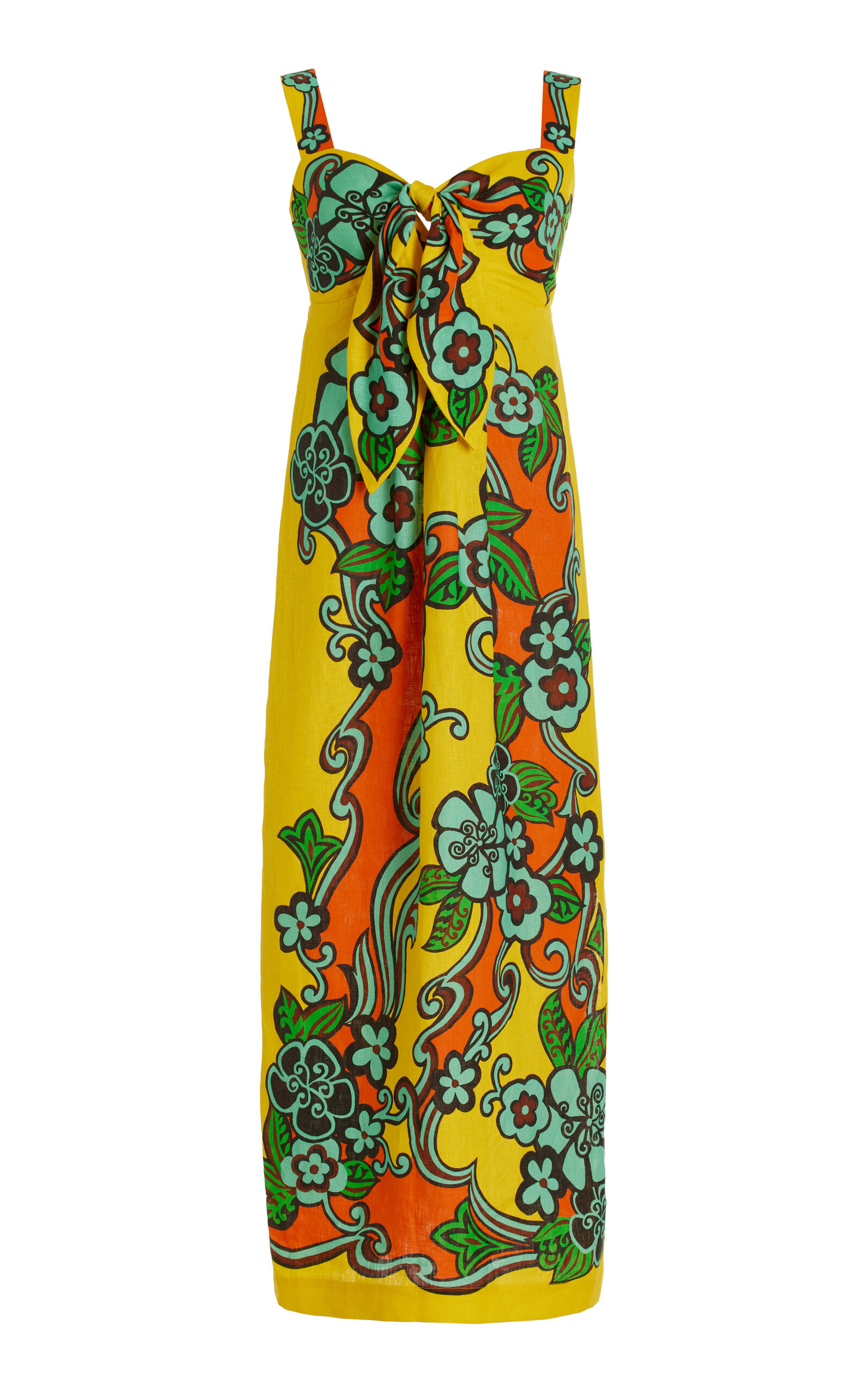Alemais Flame Printed Linen Midi Dress In Multi | ModeSens Alemais Flame Printed Linen Midi Dress In Multi | ModeSens