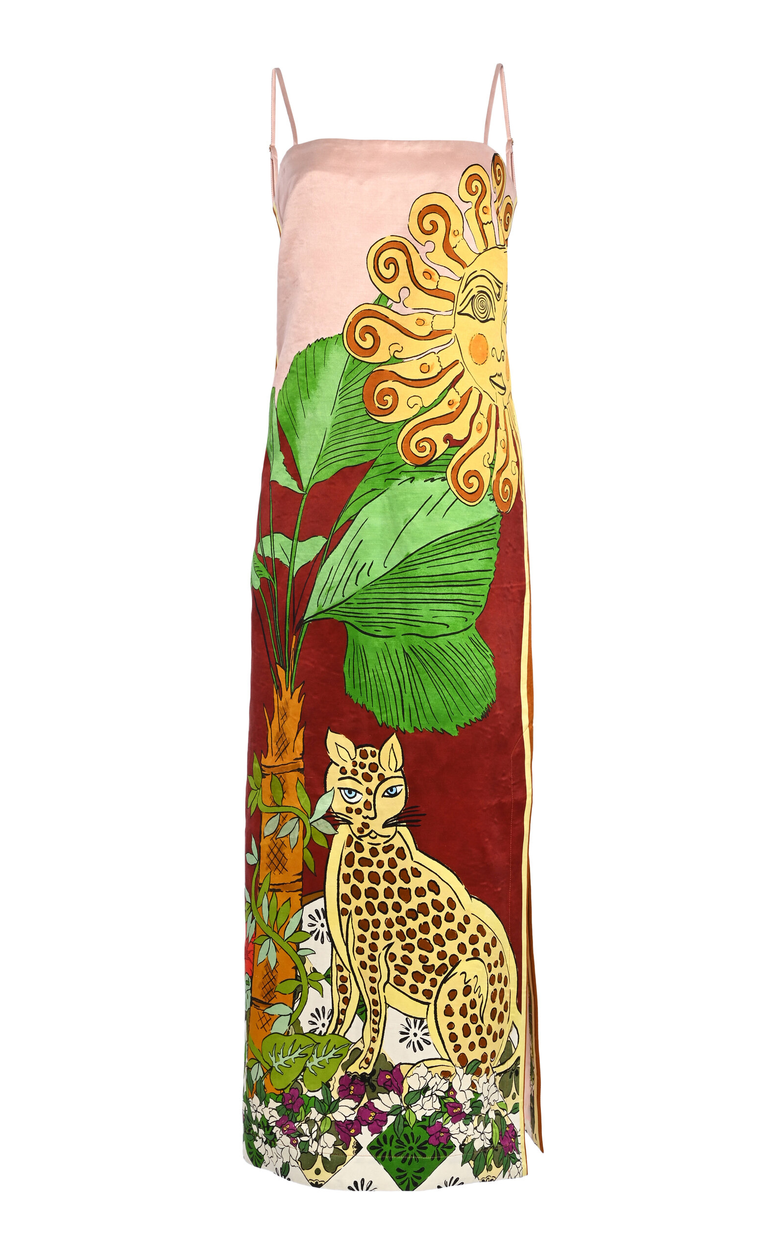 ALEMAIS Tiger Help-Silk Slip Dress - Yellow