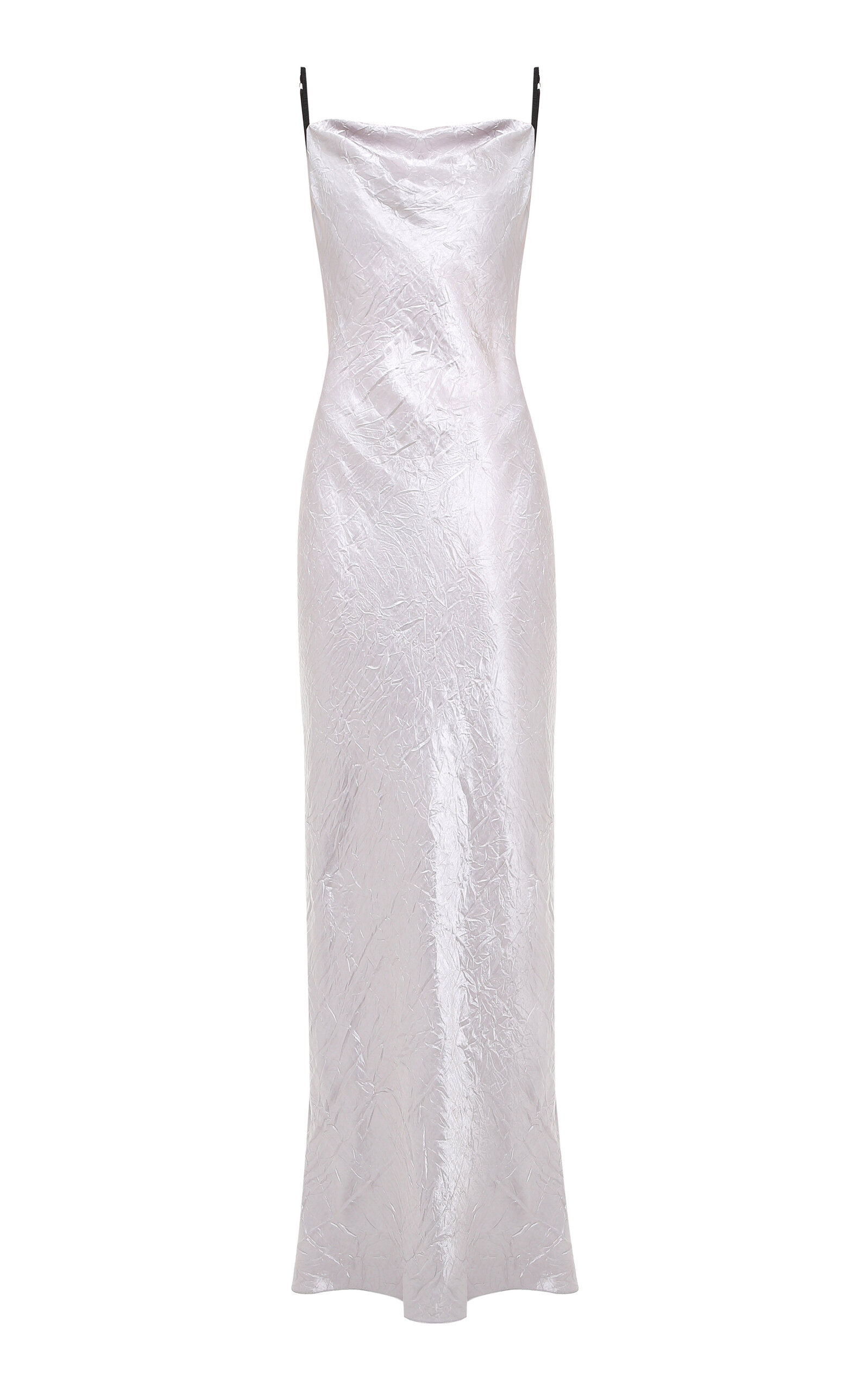 Shop Anna October Lucie Crinkled Satin Maxi Dress In Silver