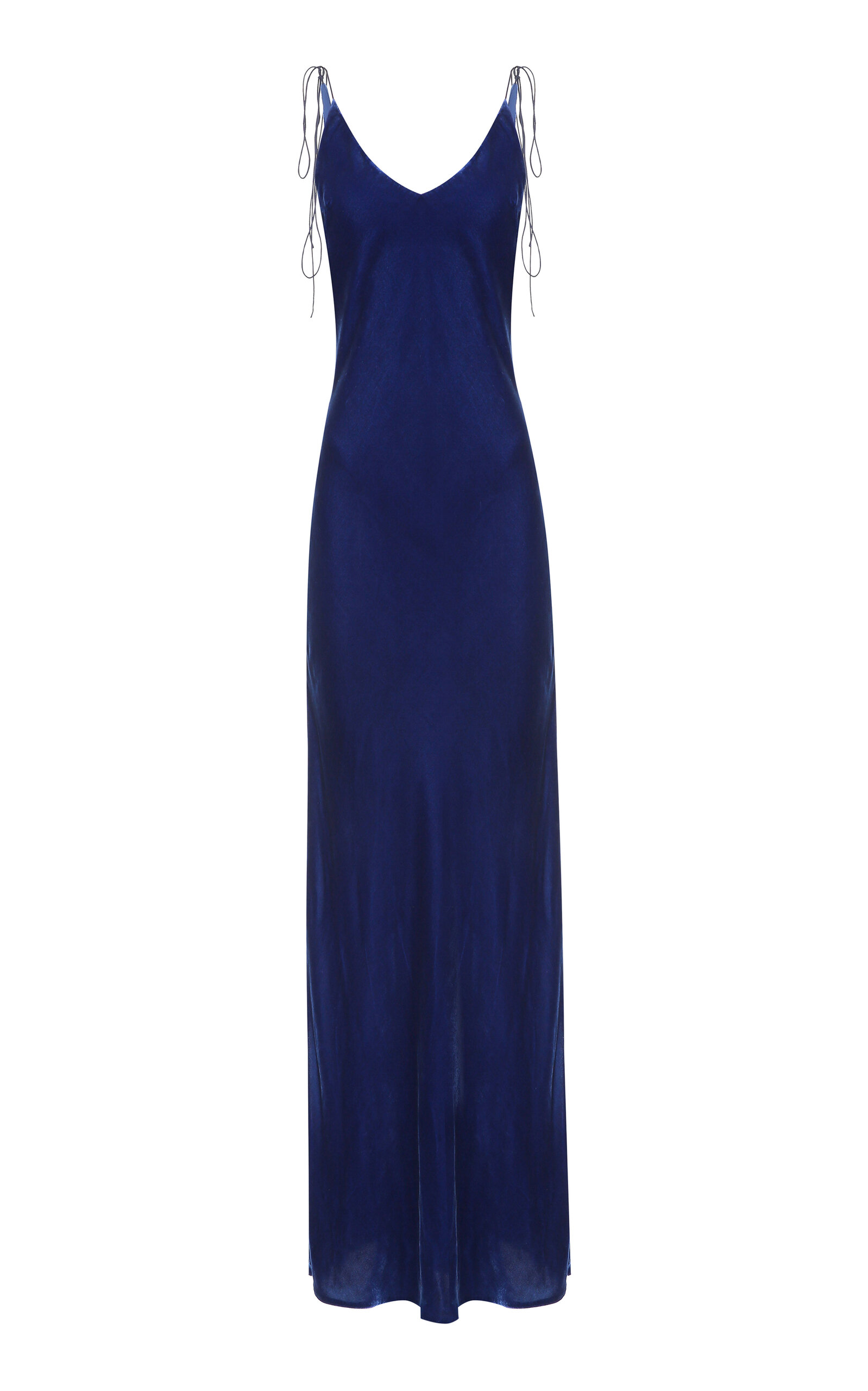 Anna October Jules Satin Maxi Slip Dress - Blue