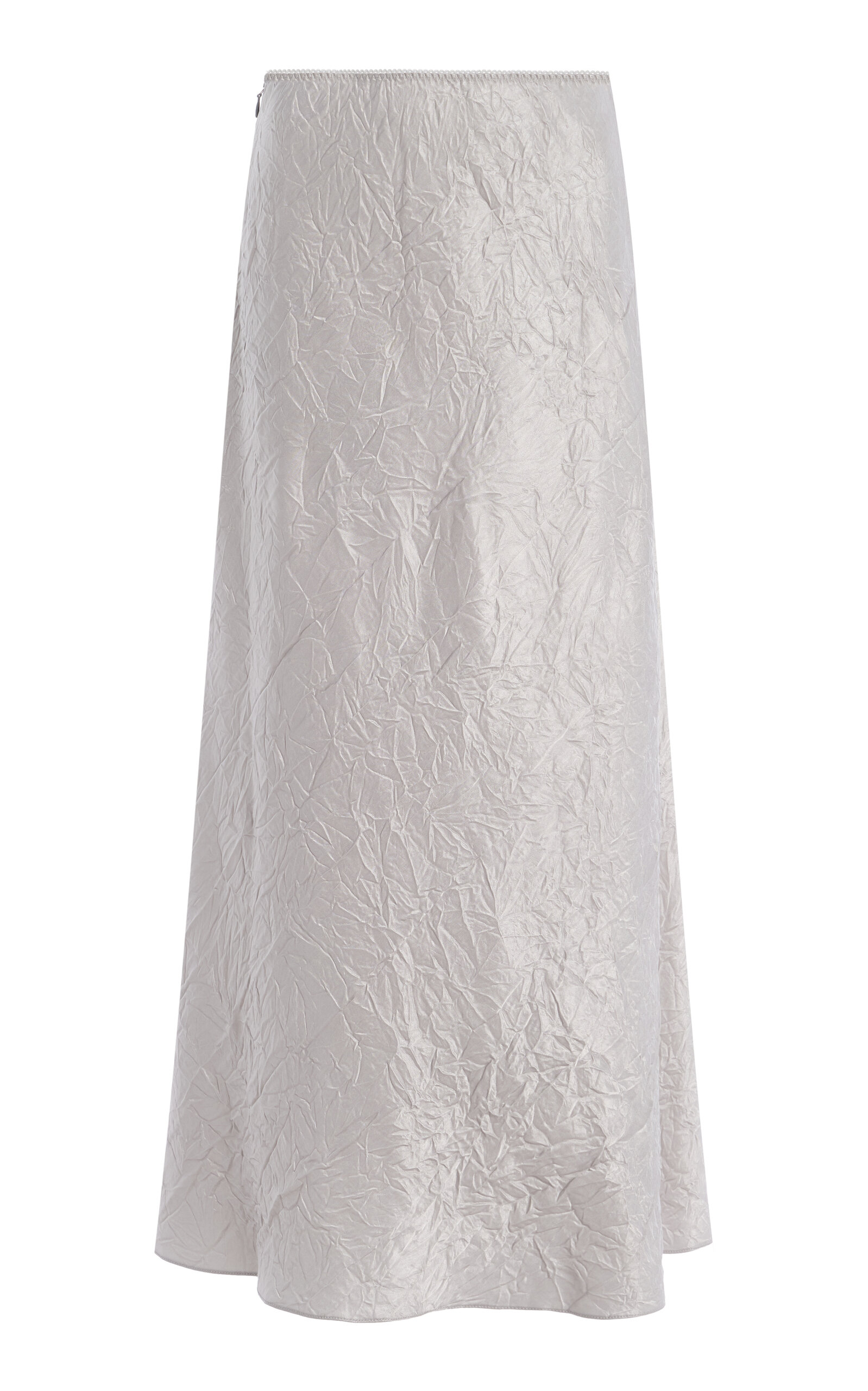 Anna October Champaca Crinkled Satin Midi Skirt - Silver