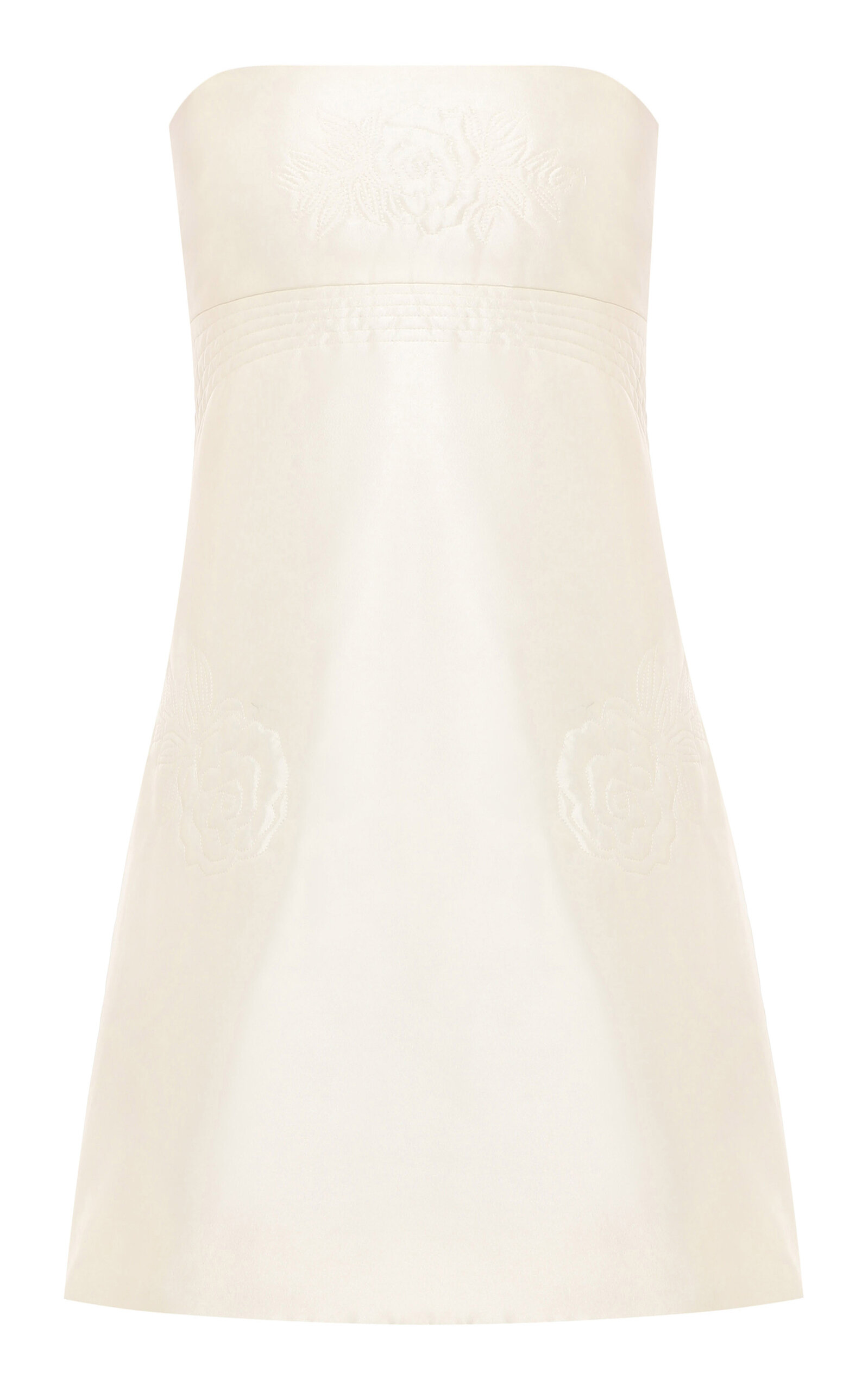 Anna October Mallory Embroidered Satin Mini Dress - Ivory