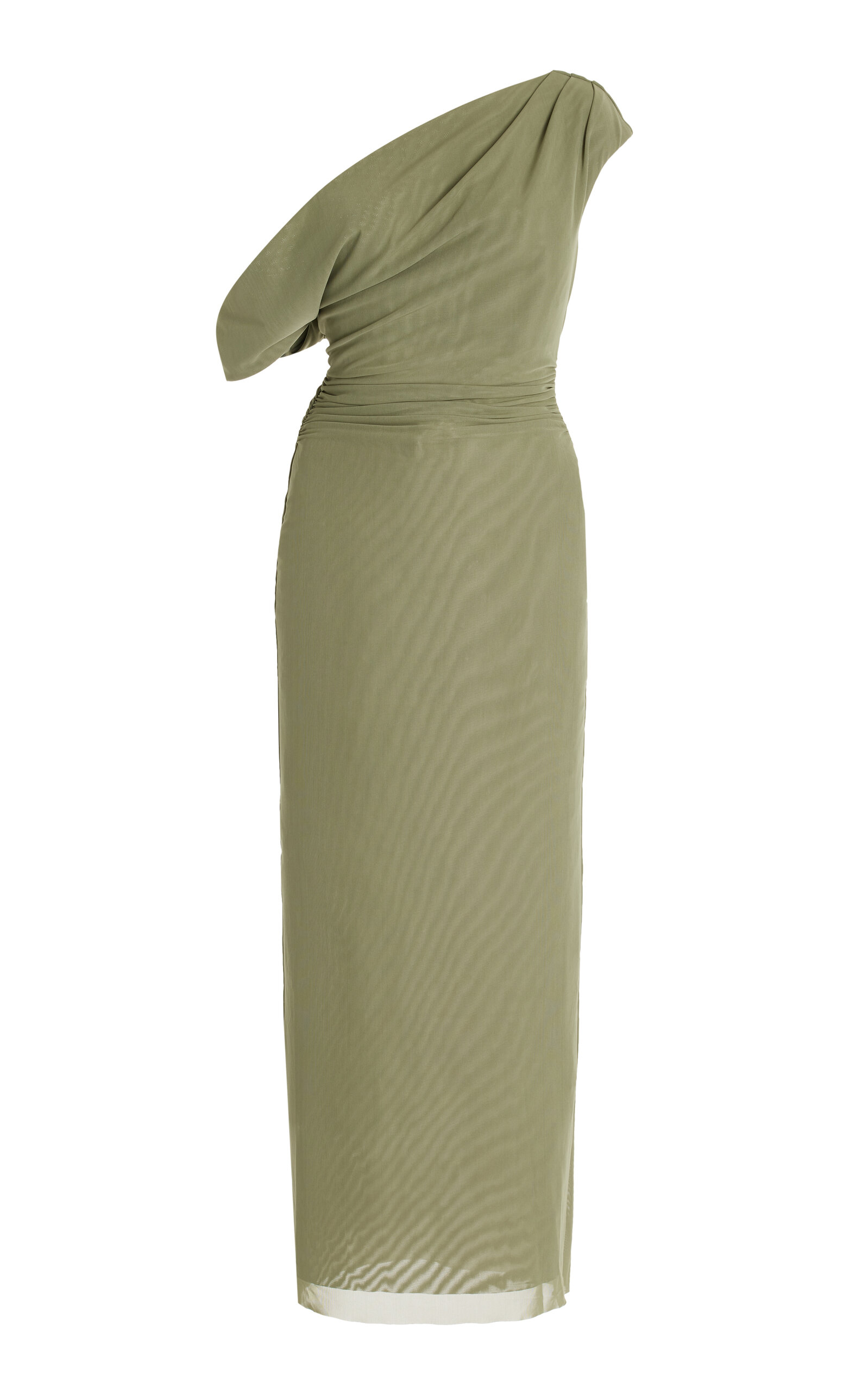 Significant Other Drew Draped Mesh-Jersey Off-The-Shoulder Midi Dress - Green