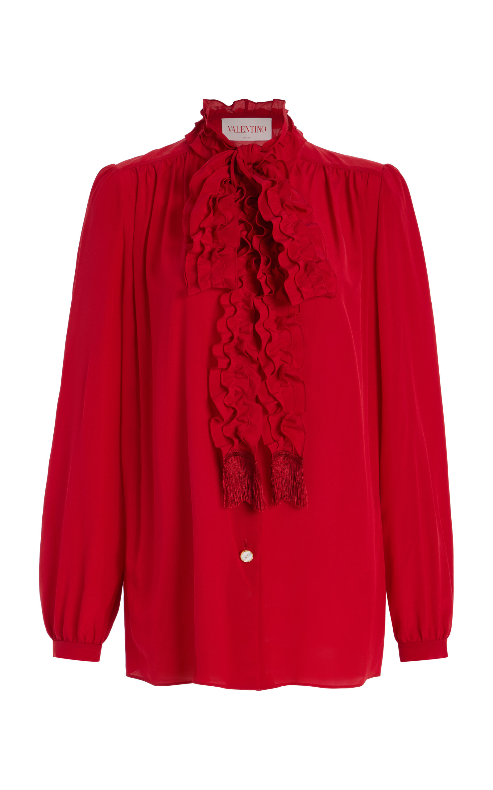 Valentino Garavani Silk Crepe de Chine Shirt - Red
