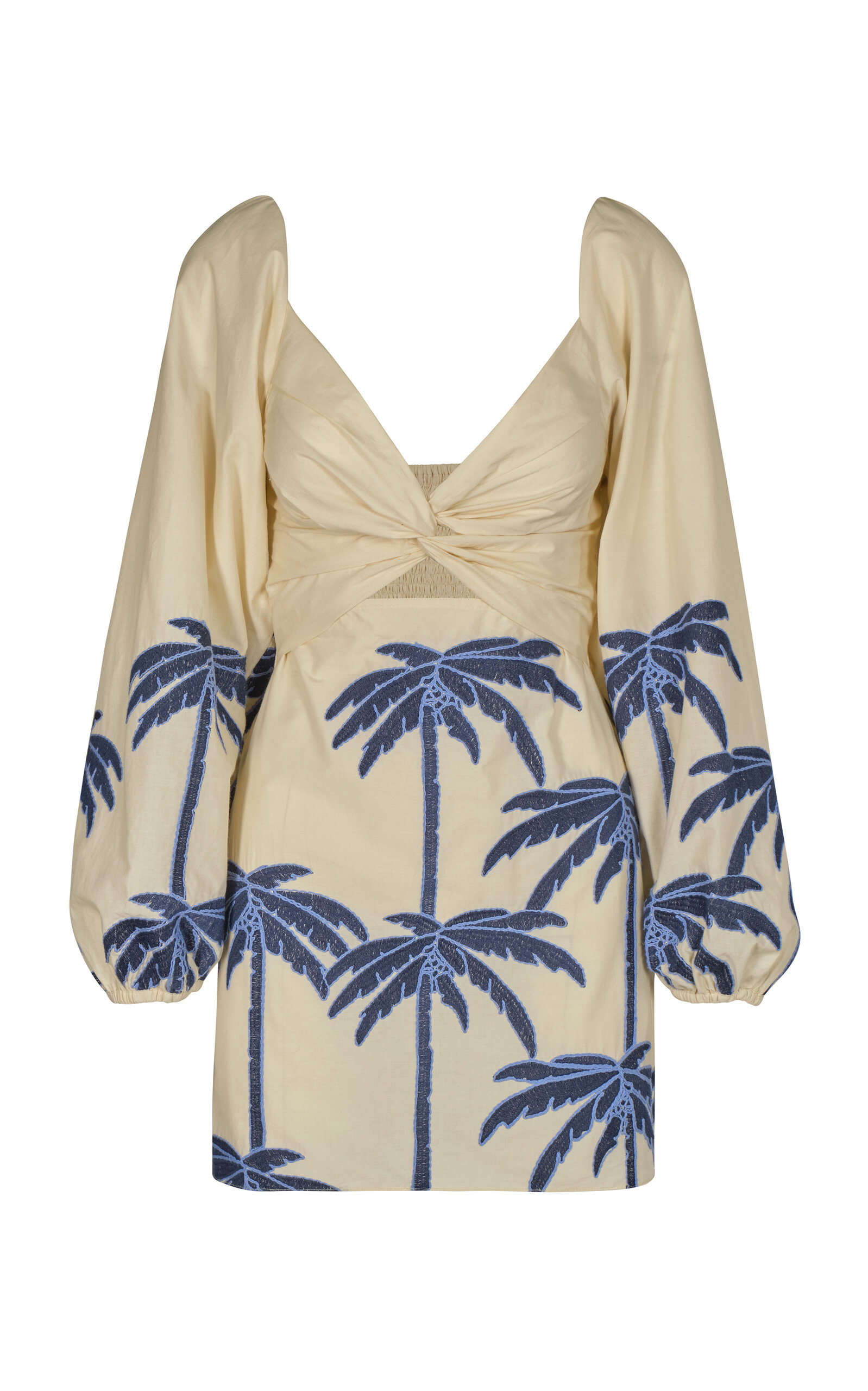 Johanna Ortiz The Power Of The Sea Dress In Ecru Blue In Ivory