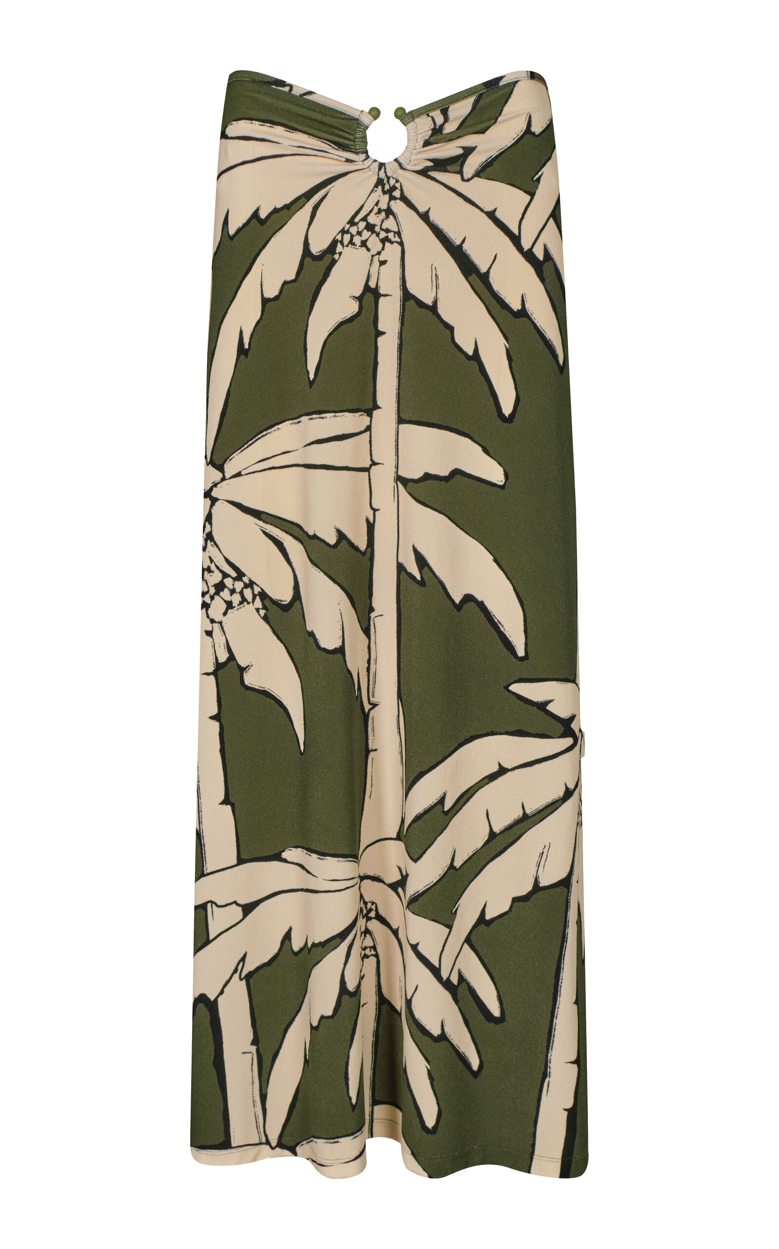 Palm Branch Printed Terry Maxi Skirt