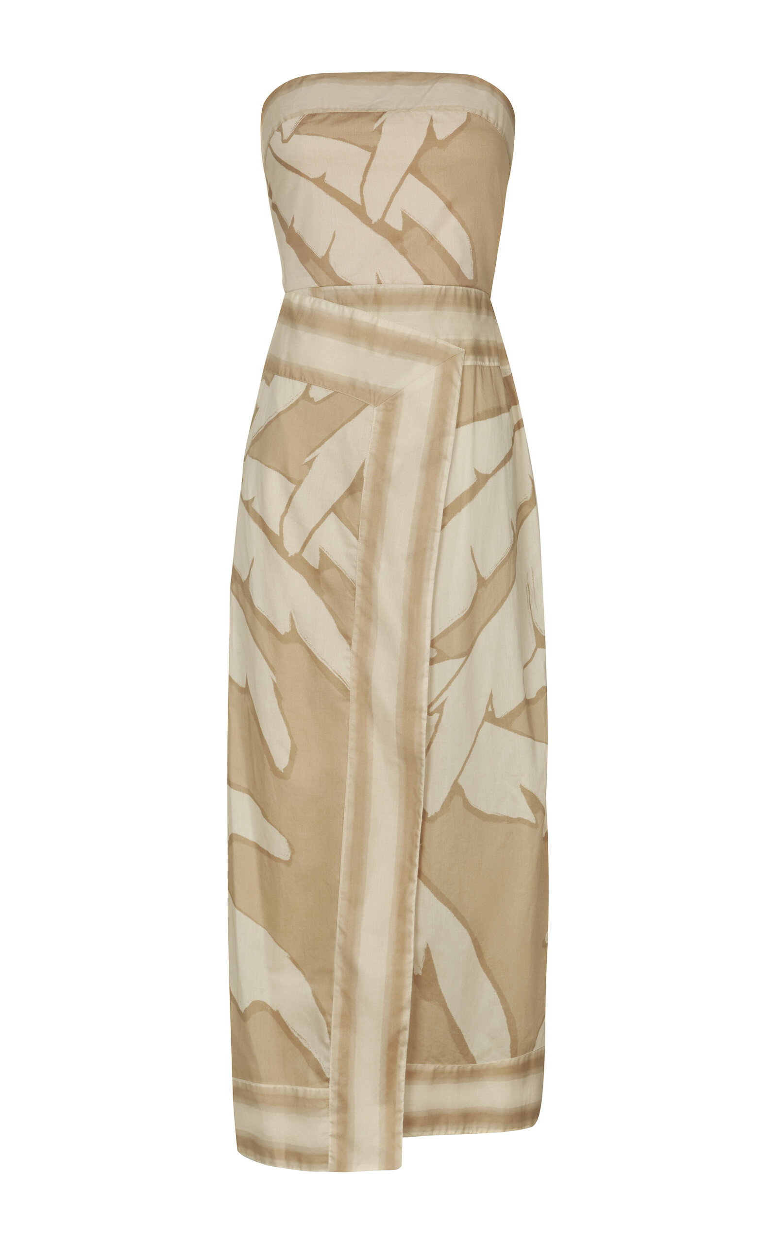 Johanna Ortiz Pontoon Afternoon Printed Cotton Midi Dress PALM BEACH - Nude