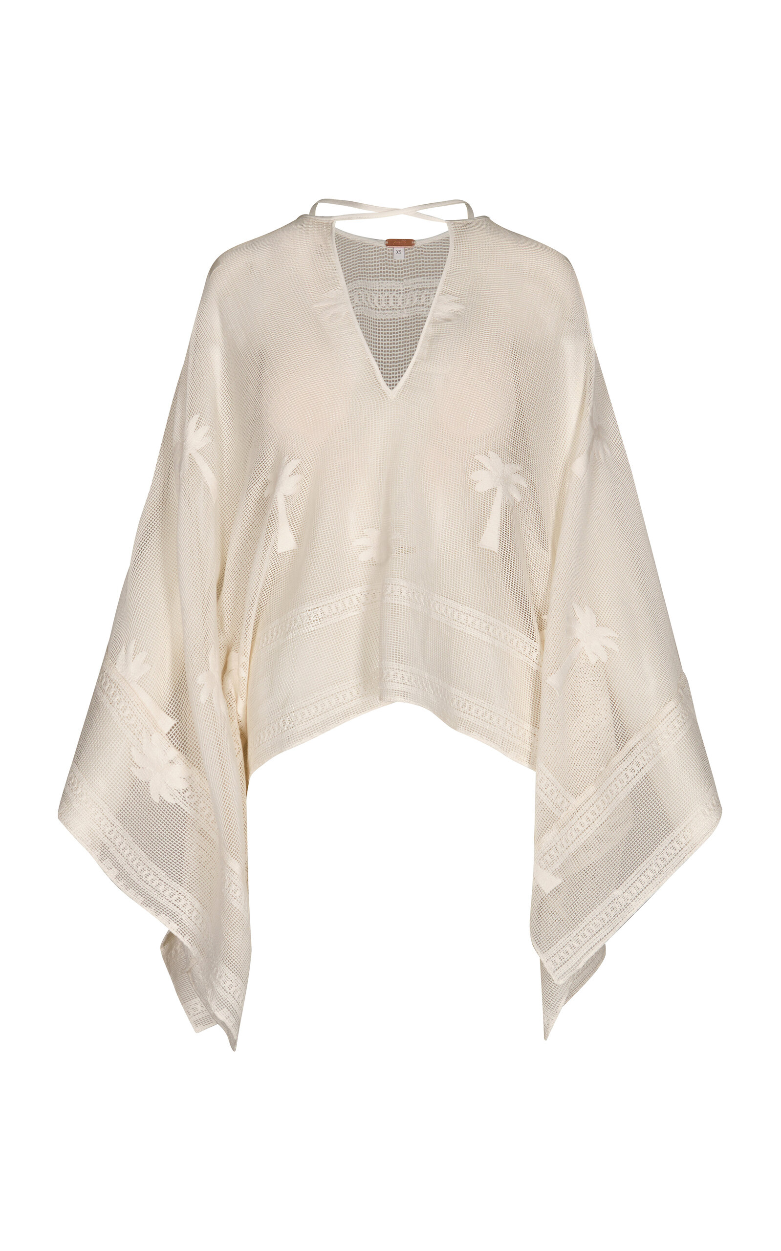 Johanna Ortiz After Swimming Embroidered Cotton Poncho - White