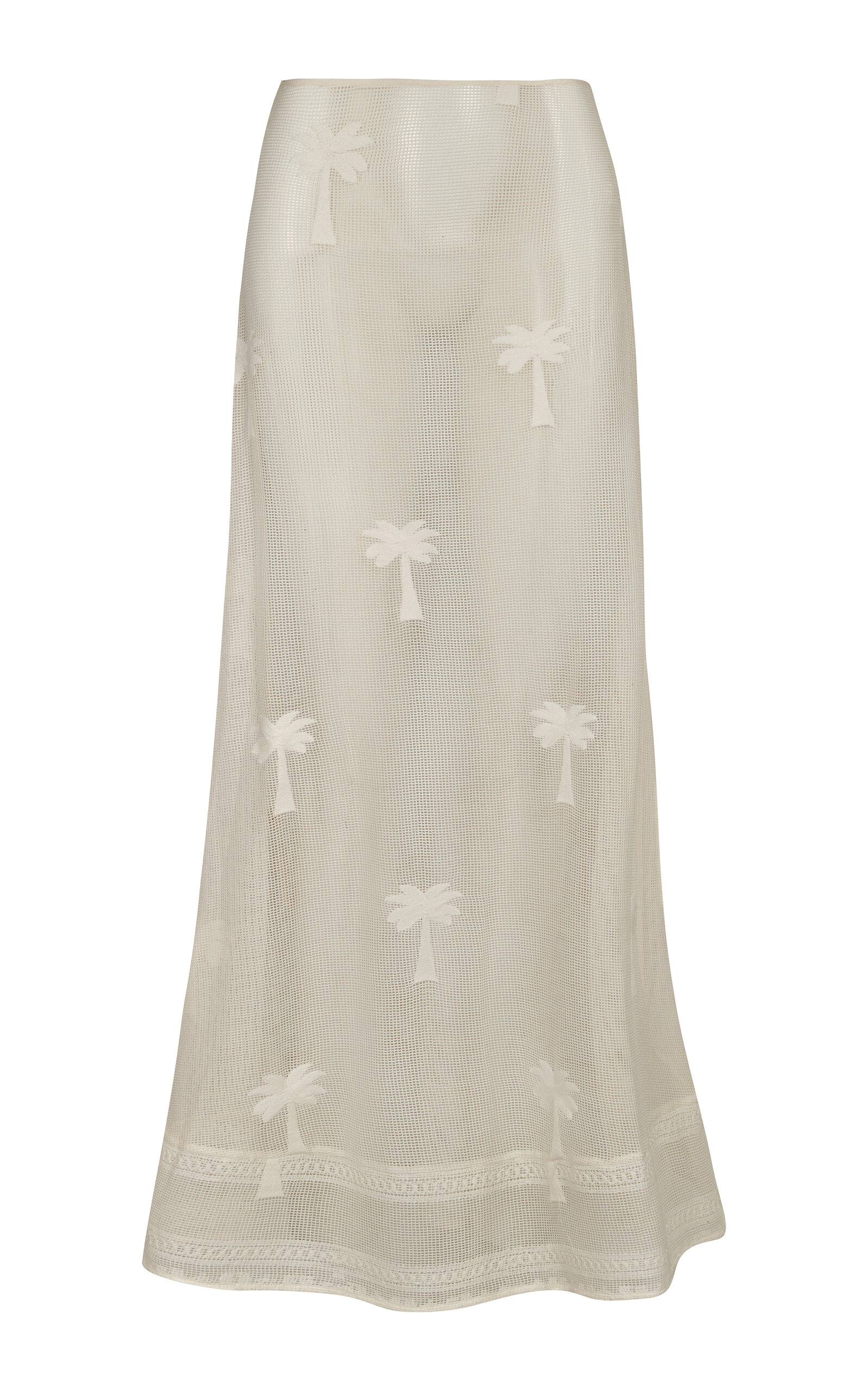 Johanna Ortiz Fair Winds Embroidered Cotton Midi Skirt - White