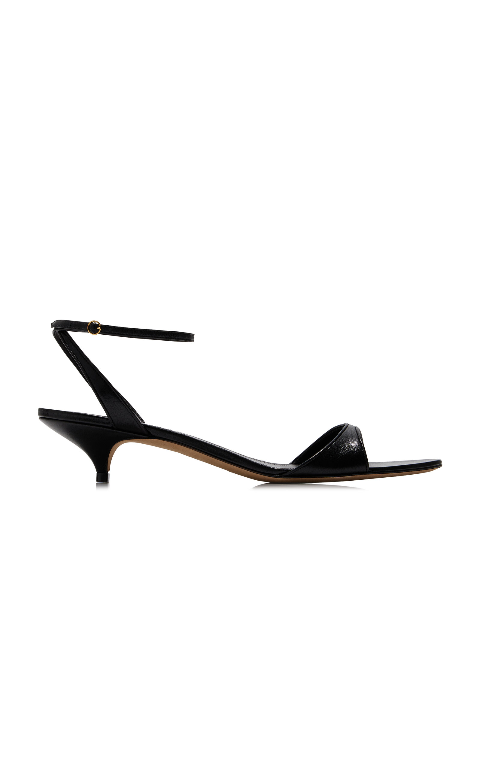 The Row Black Vika Ankle Strap Kitten Heeled Sandals In Black