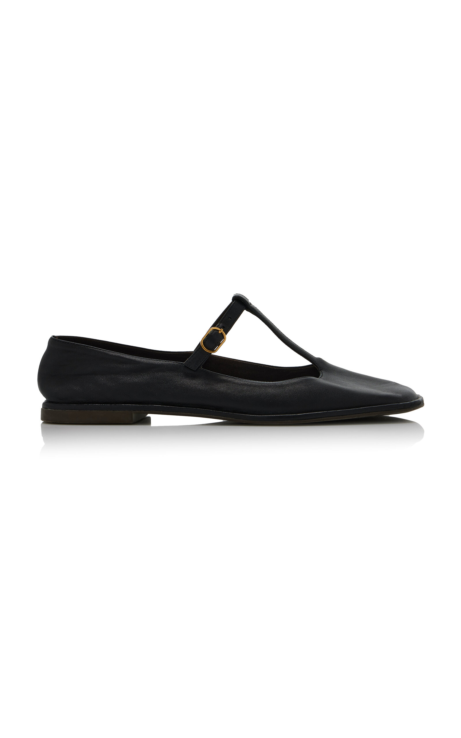 The Row T-Strap Leather Mary Jane Flats