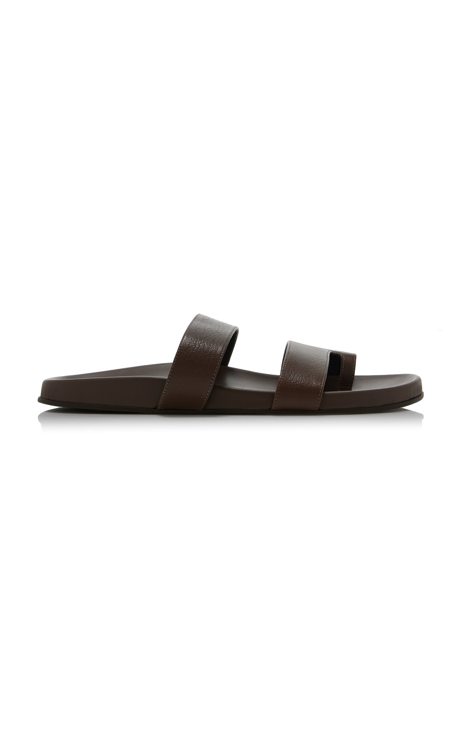 The Row Leather Double Strap Thong Slippers In Brown