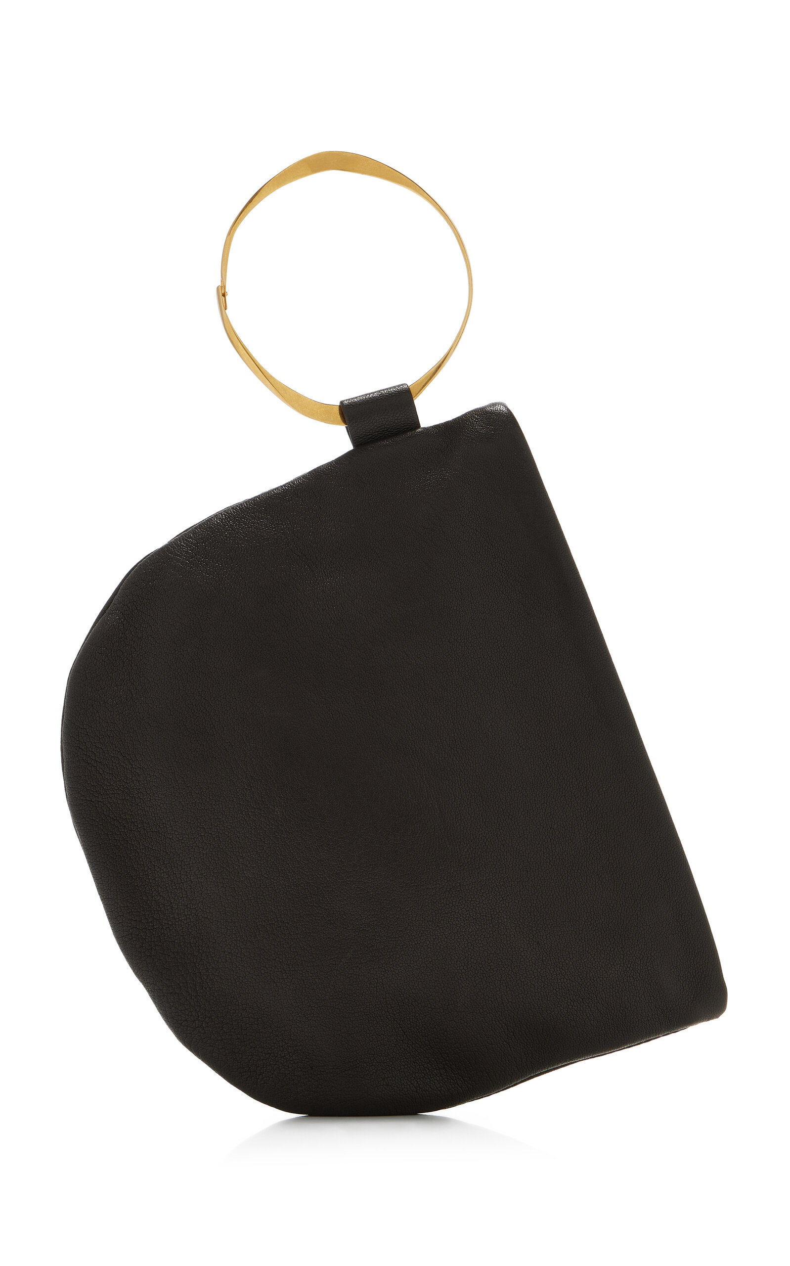 The Row Geo Bracelet-Detailed Leather Clutch - Black - OS