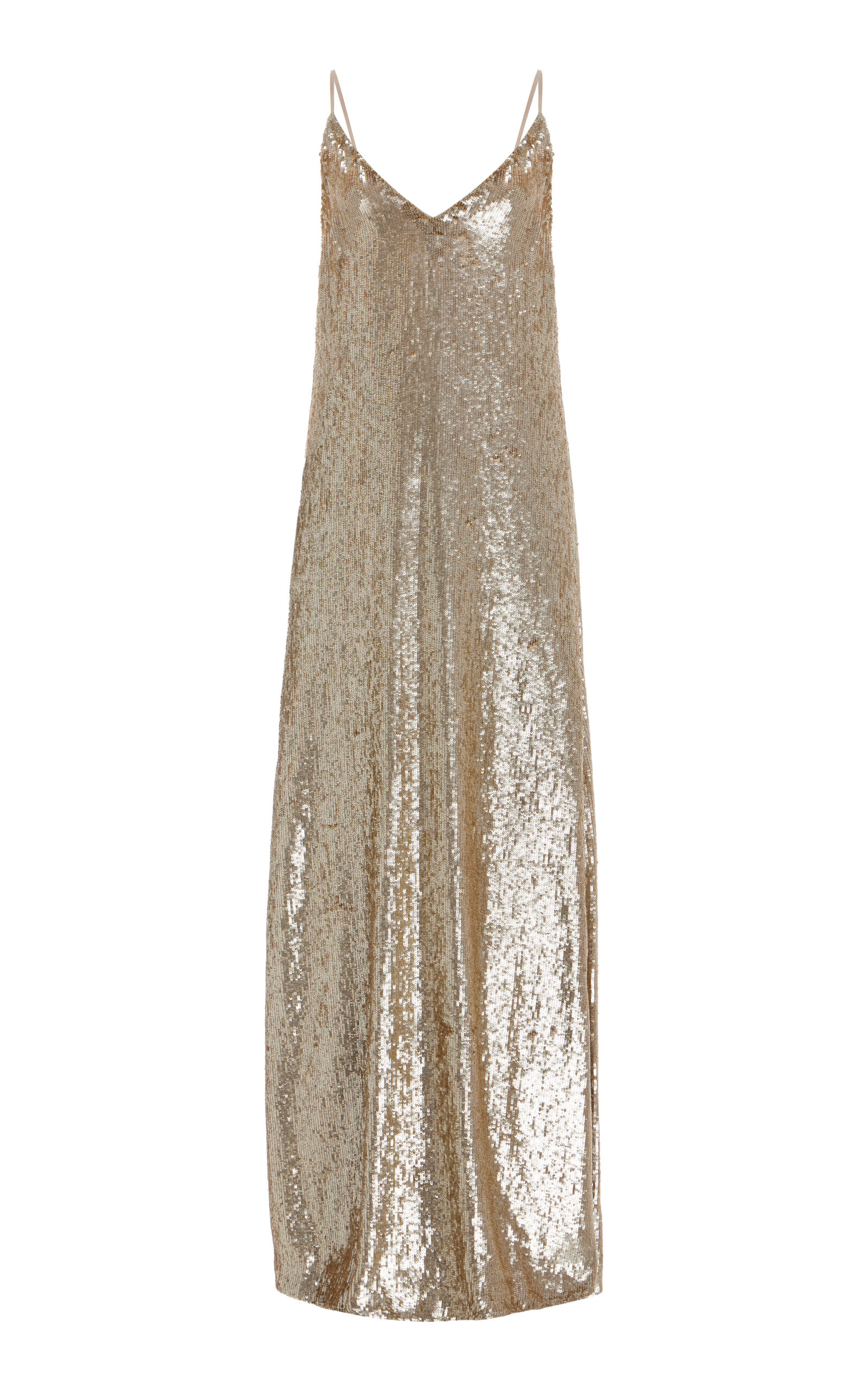 Twp Josephine Sequin Sleeveless Silk Gown In Gold