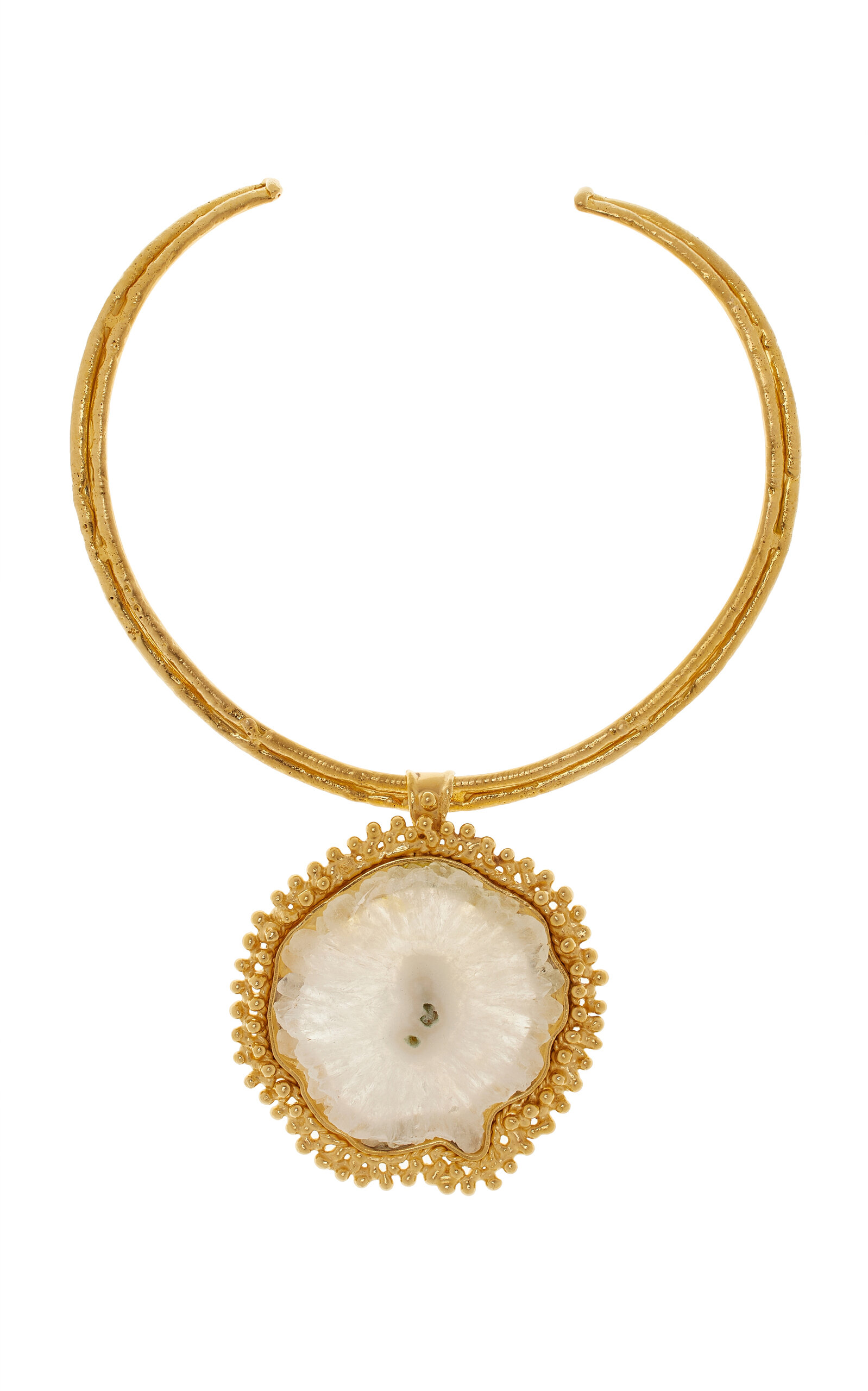 Sylvia Toledano Sterling Silver Gold Plated 18k Vermeil One-of-a-Kind Crystal Collar Necklace - White - OS - Moda Operandi