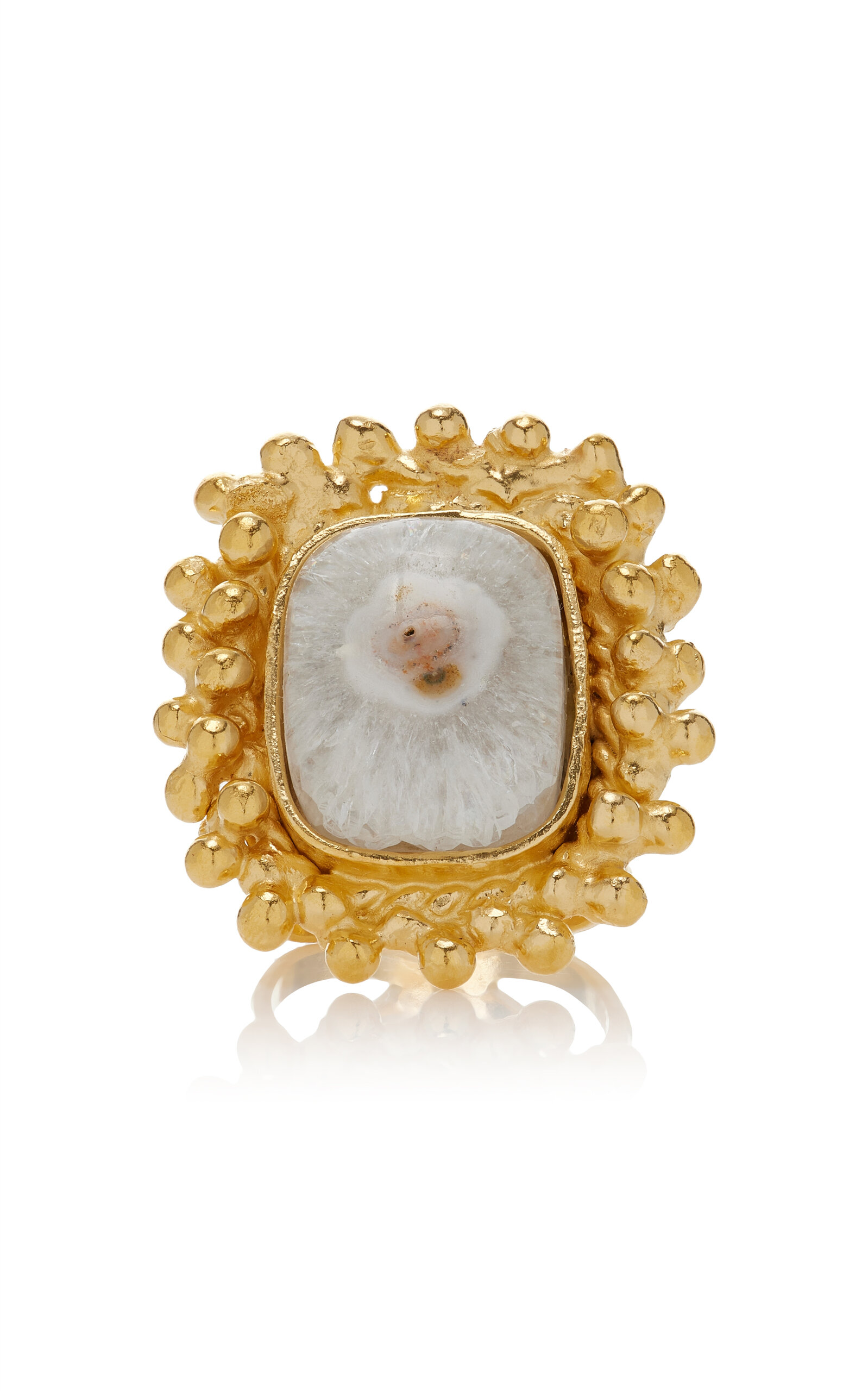 Sylvia Toledano Sterling Silver Gold Plated 18k Vermeil One-of-a-Kind White Agate Ring - White - OS - Moda Operandi