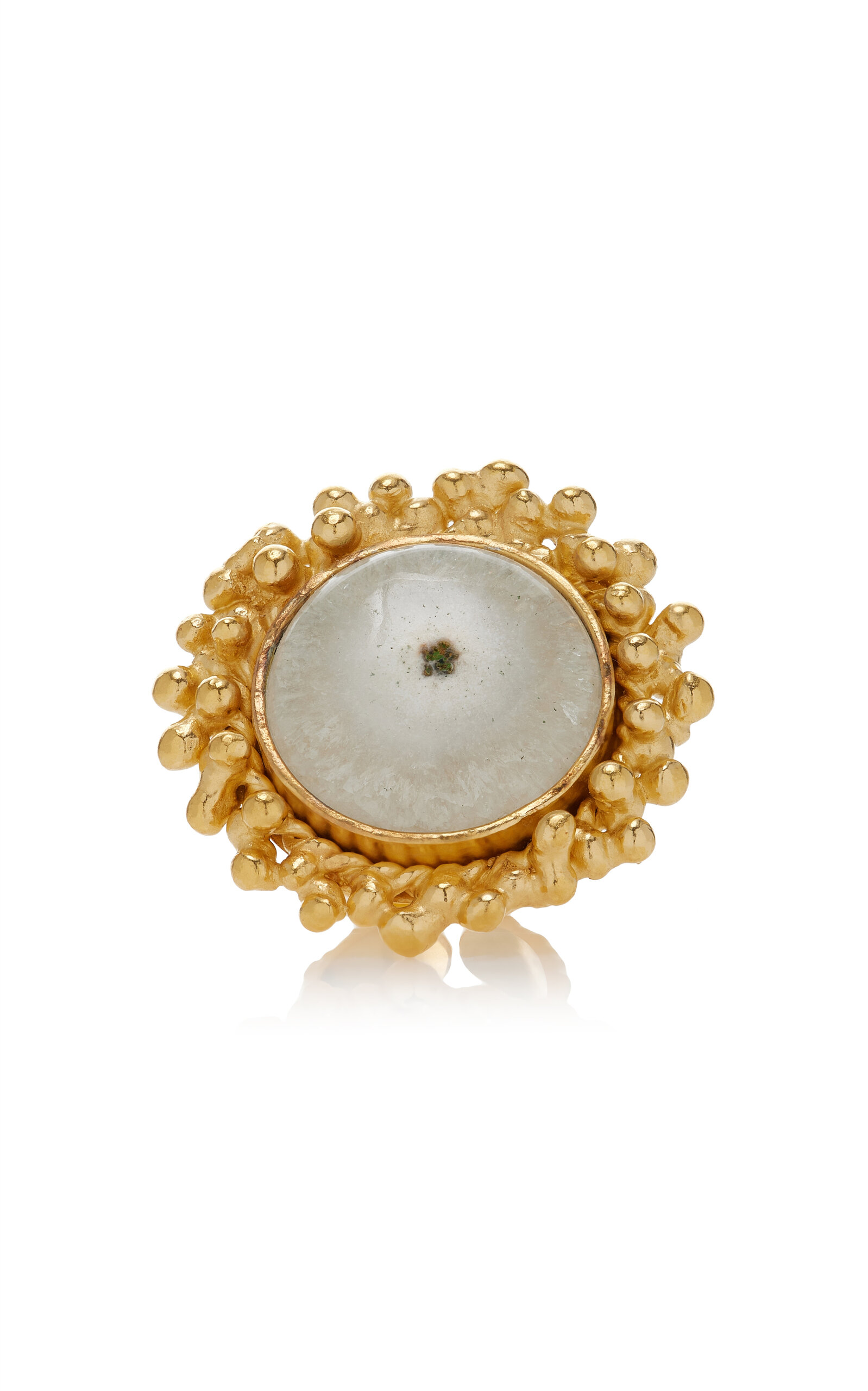 Sylvia Toledano Sterling Silver Gold Plated 18k Vermeil One-of-a-Kind White Agate Round Ring - White - OS - Moda Operandi