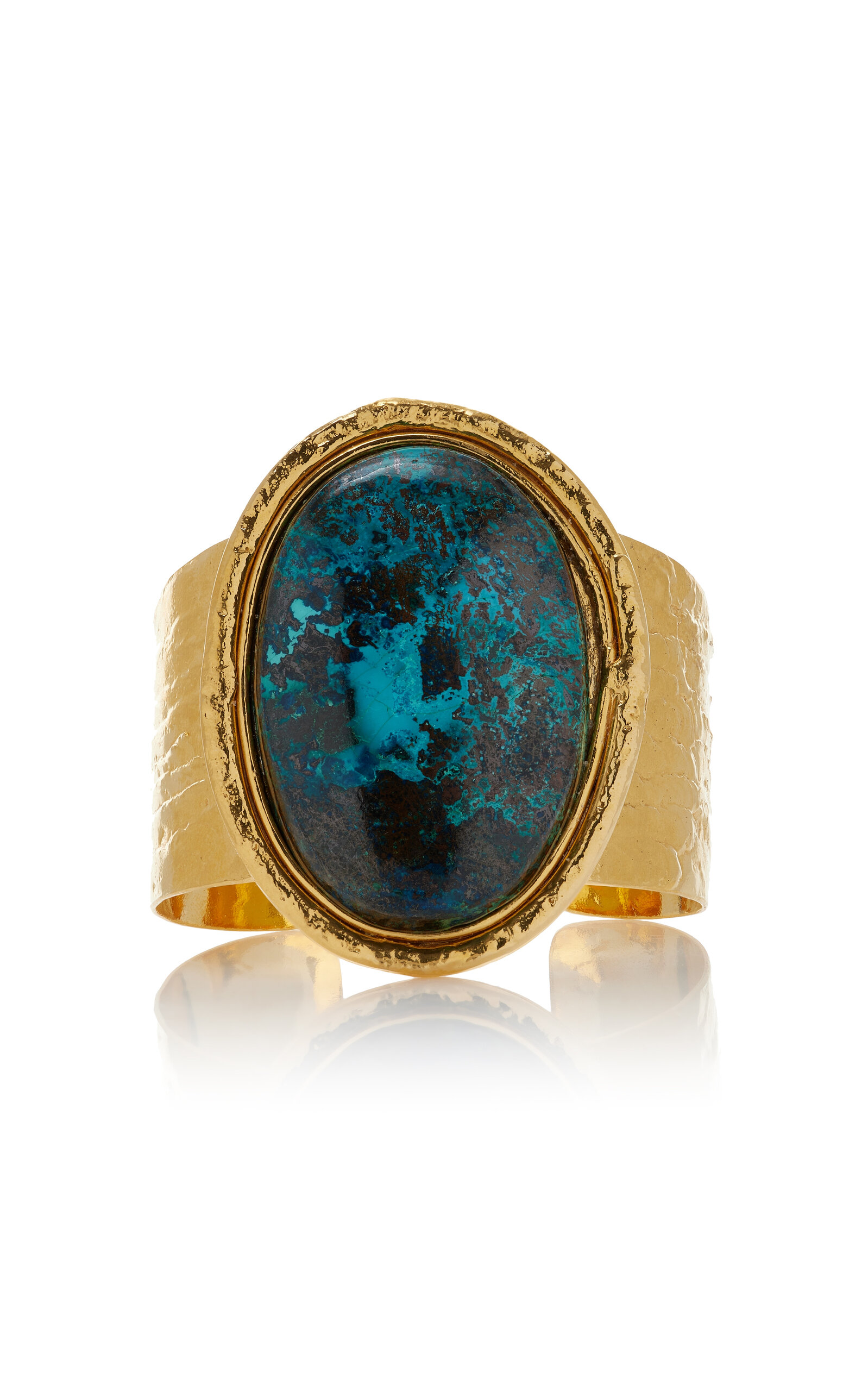 Sylvia Toledano Sterling Silver Gold Plated 18k Vermeil One-of-a-Kind Chrysocolla Cuff Bracelet - Green - OS - Moda Operandi