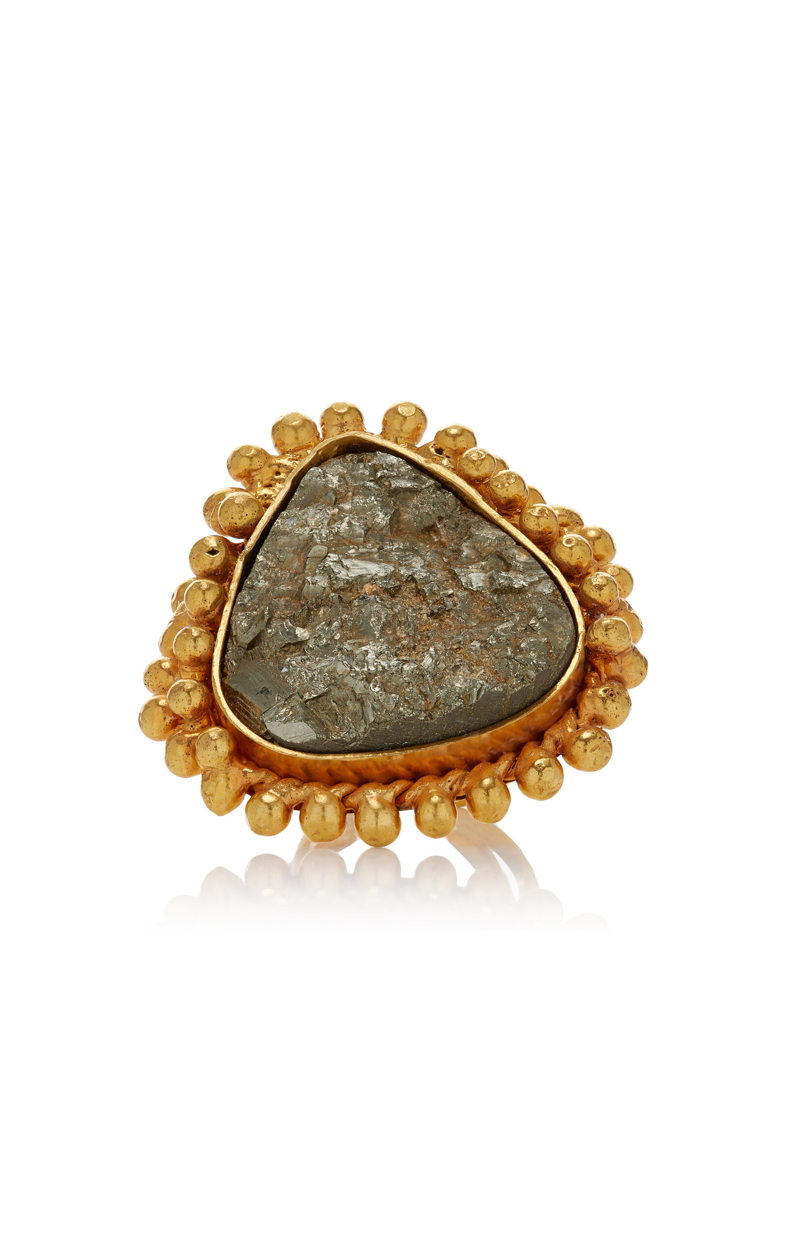 Sylvia Toledano Sterling Silver Gold Plated 18k Vermeil One-of-a-Kind Pyrite Ring - Grey - OS - Moda Operandi