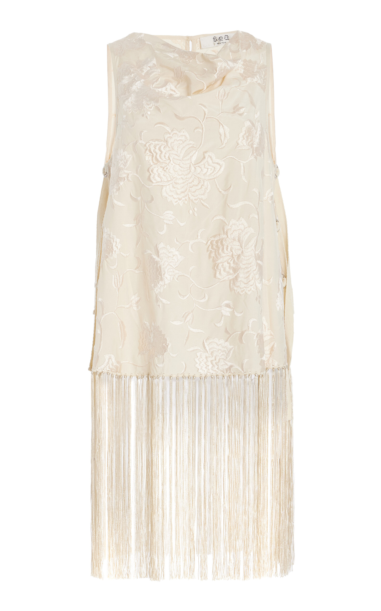 Shop Sea Priscilla Fringed Embroidered Top In White