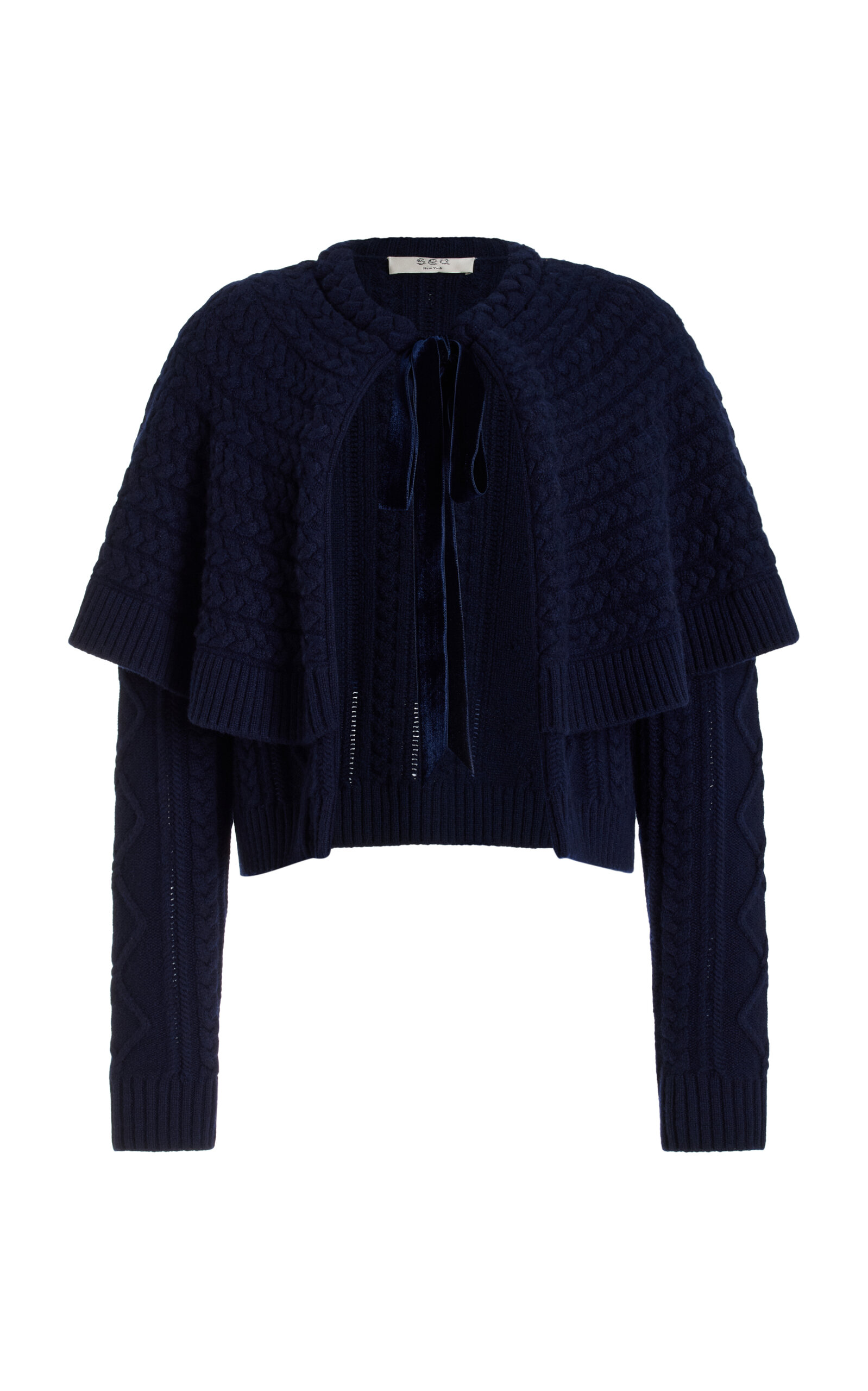 Caleb Cable-Knit Tie-Front Wool Cardigan