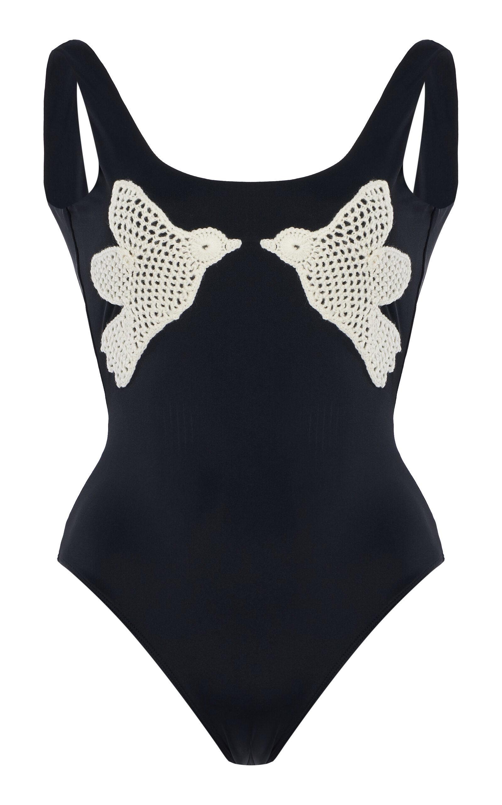 Sea Sally Crocheted One-Piece Swimsuit - Black - XL