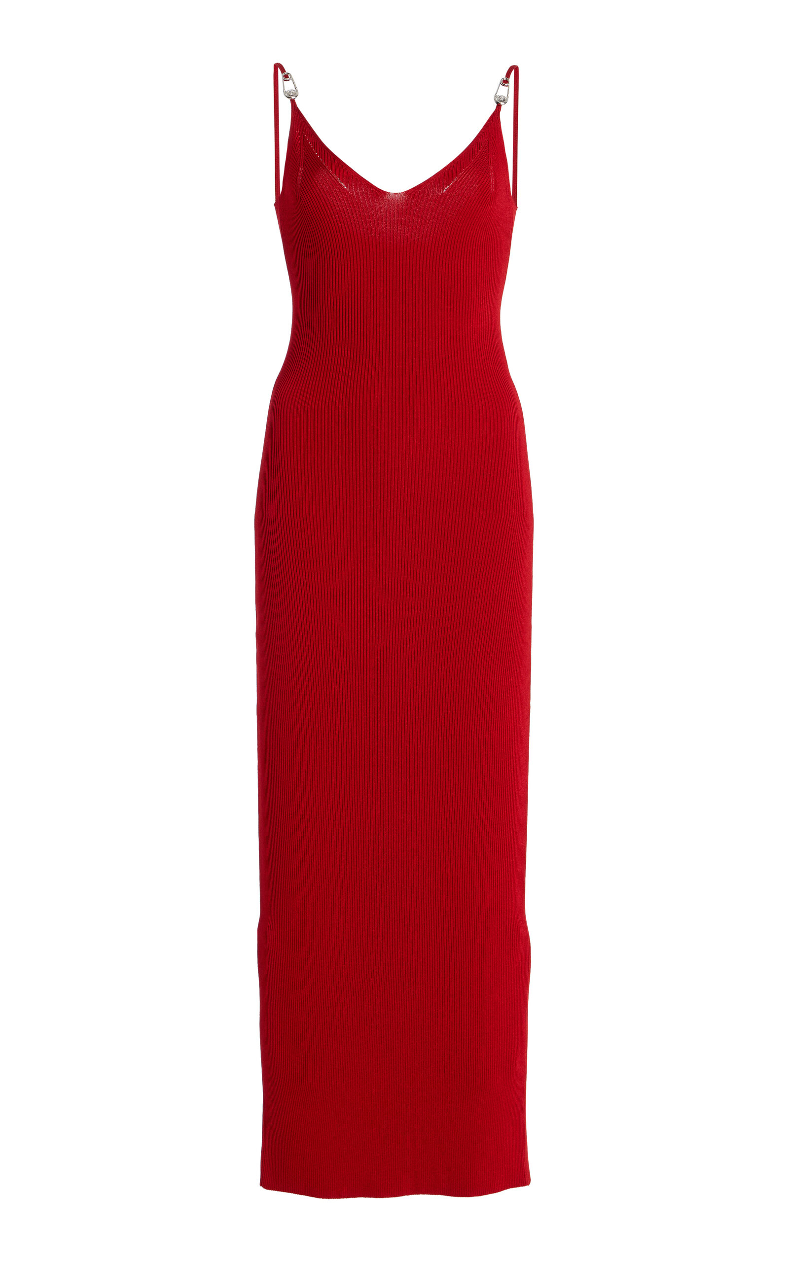 Versace Ribbed-Knit Midi Dress - Red
