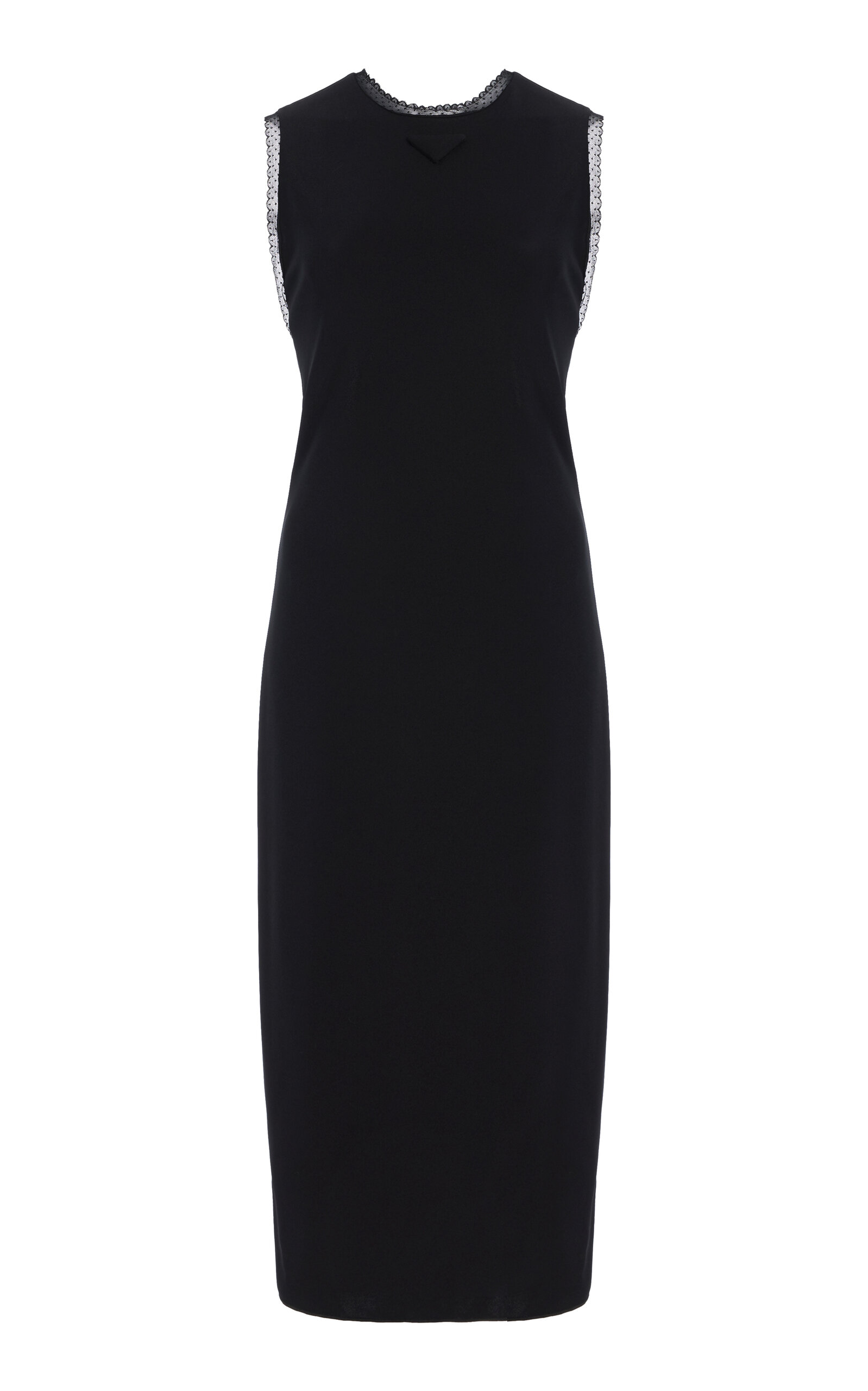 Prada Lace-Trimmed Crepe Midi Dress - Women's Clothing