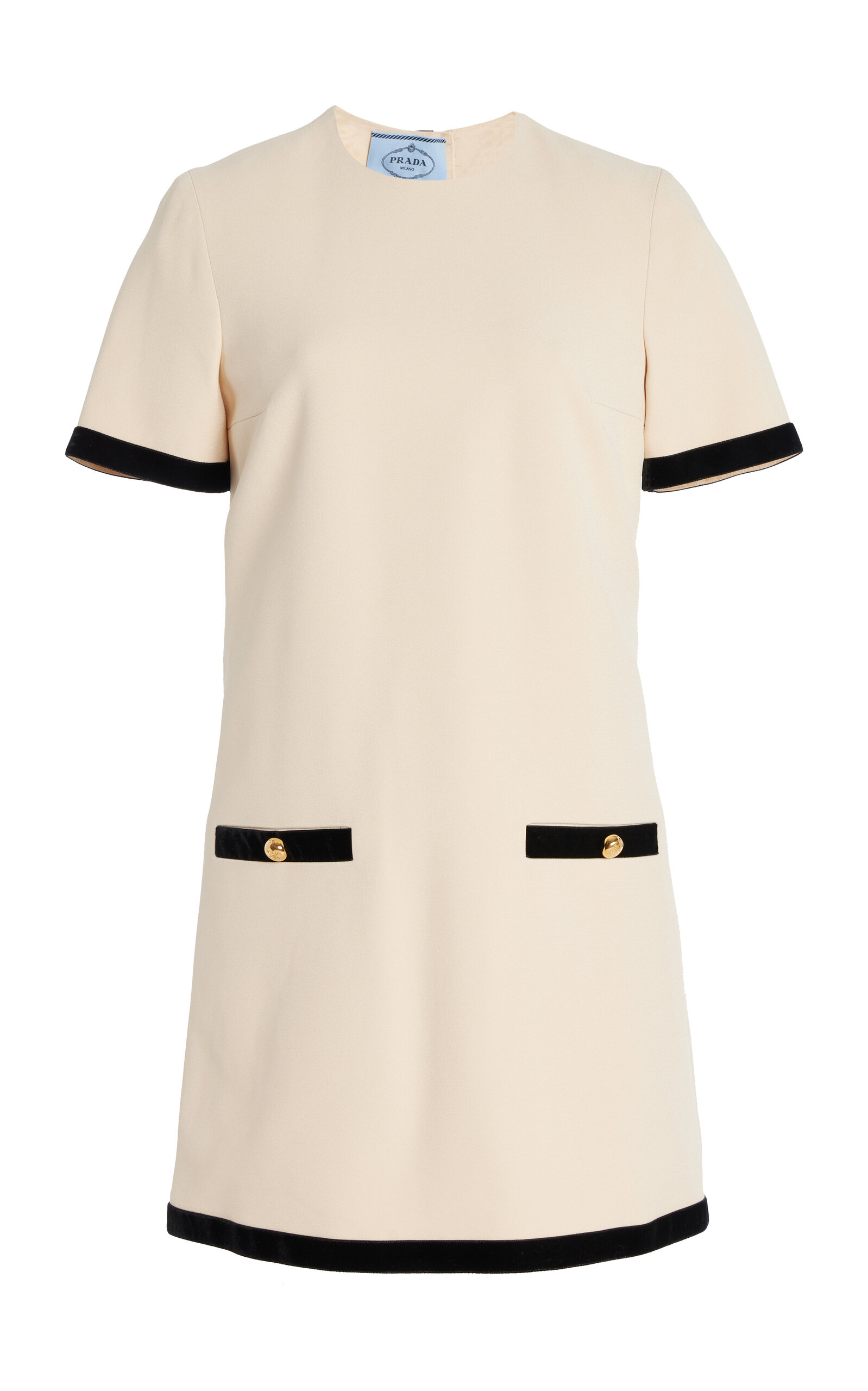 Prada Sablé Bow-embellished Mini Dress In Neutral