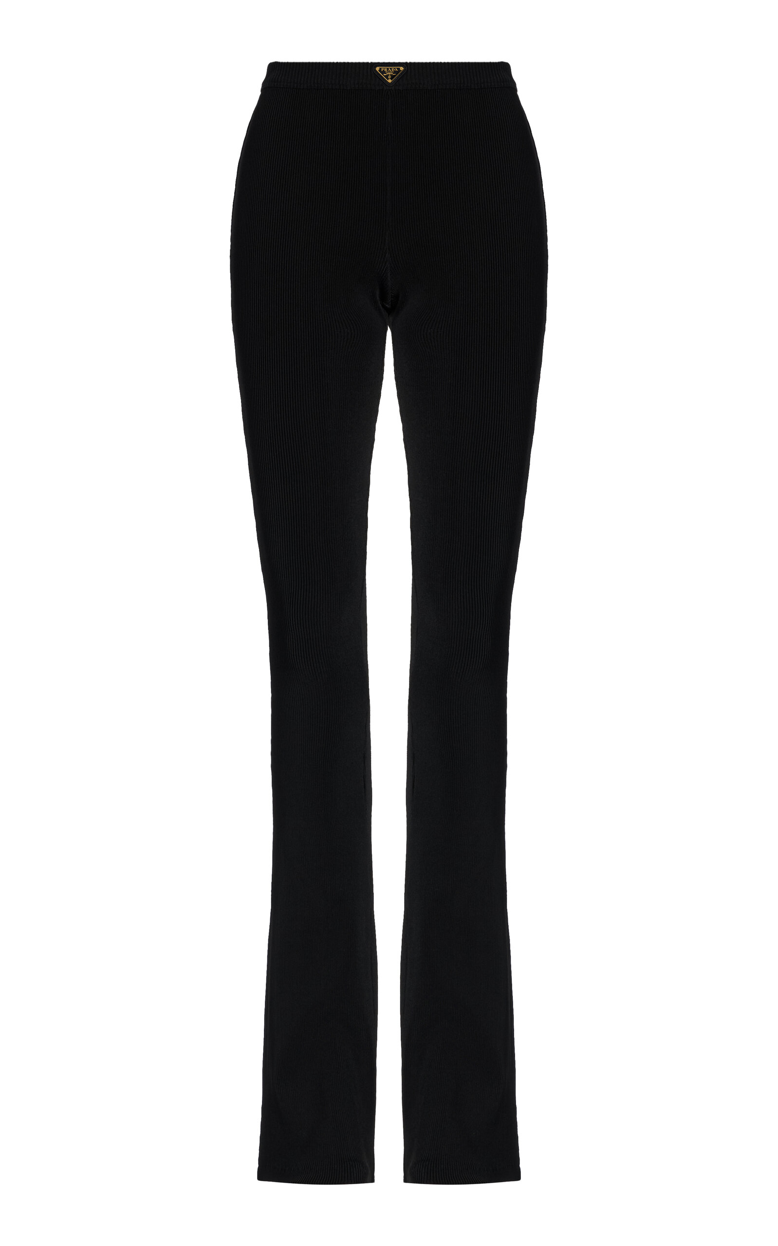 Prada Ribbed-knit Jersey Flared Pants In Black