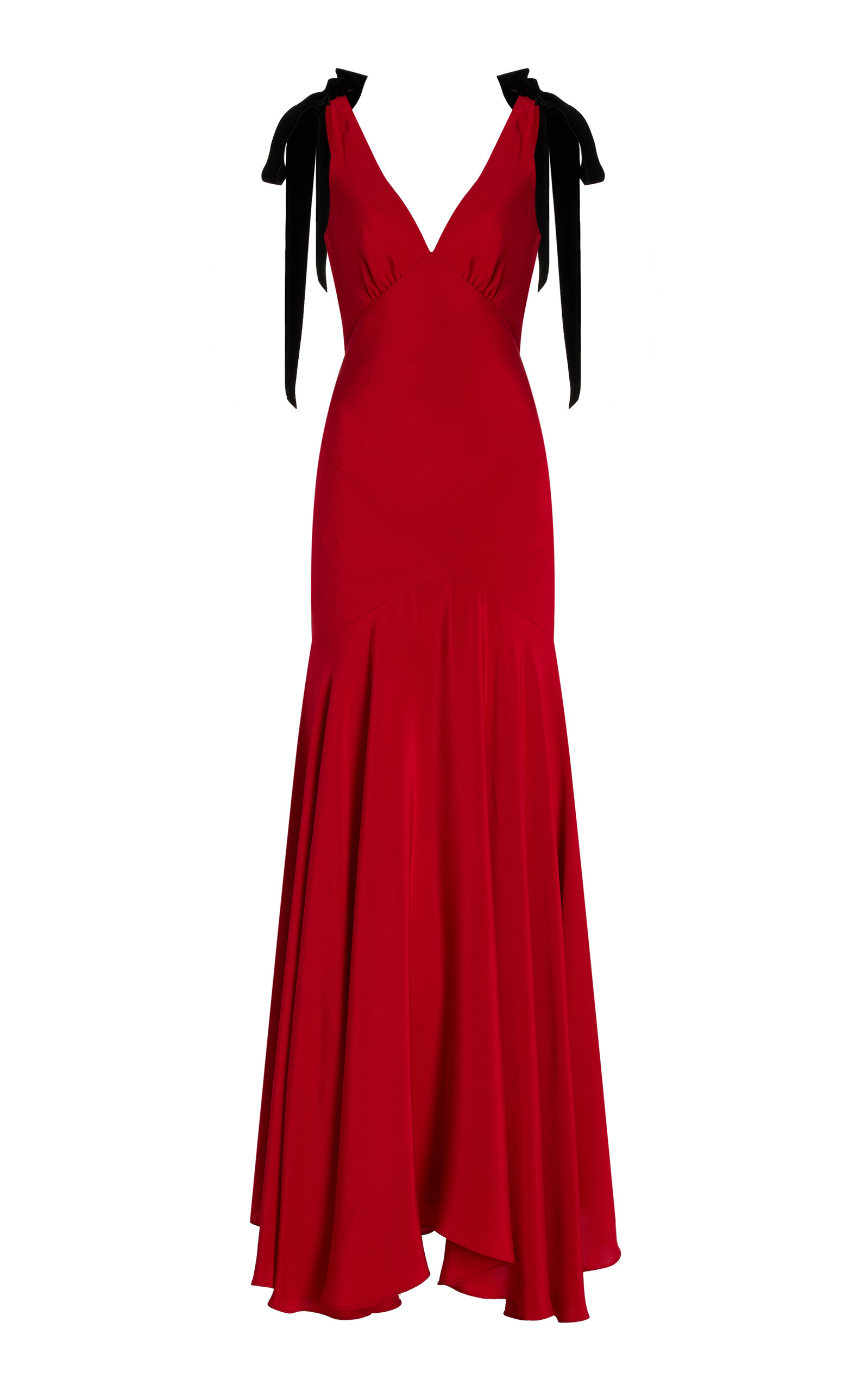 Rodarte Exclusive Bow-Detailed Silk Crepe Maxi Dress - Red