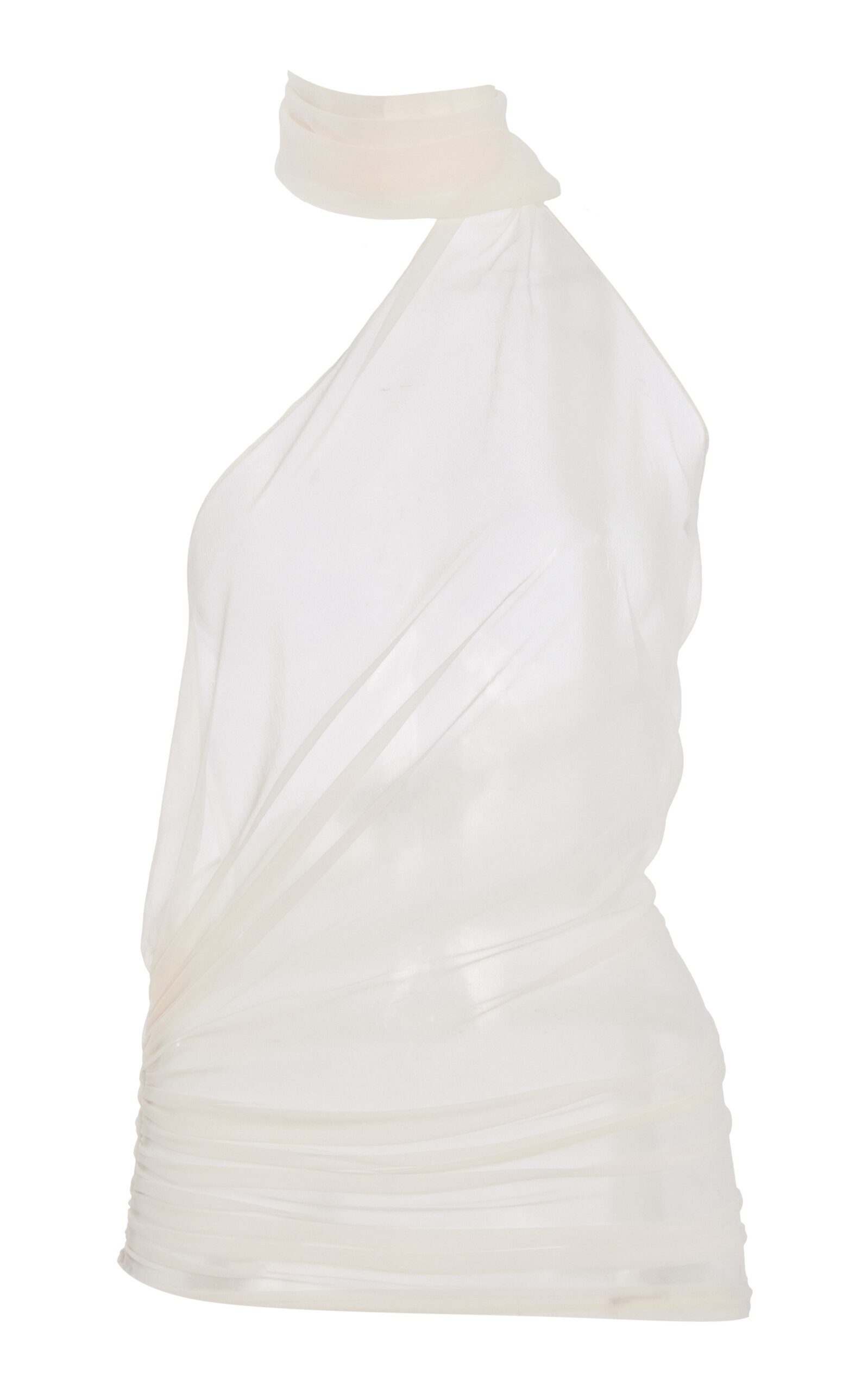 LUDOVIC DE SAINT SERNIN RUCHED TULLE SLEEVELESS TOP