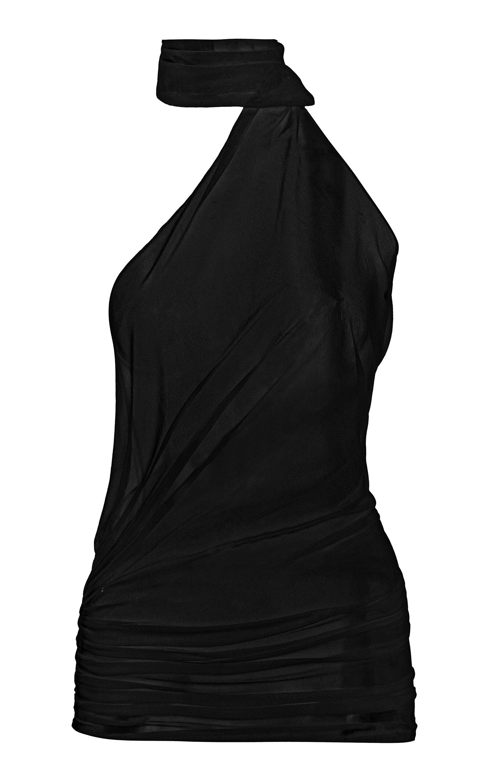 LUDOVIC DE SAINT SERNIN RUCHED TULLE SLEEVELESS TOP