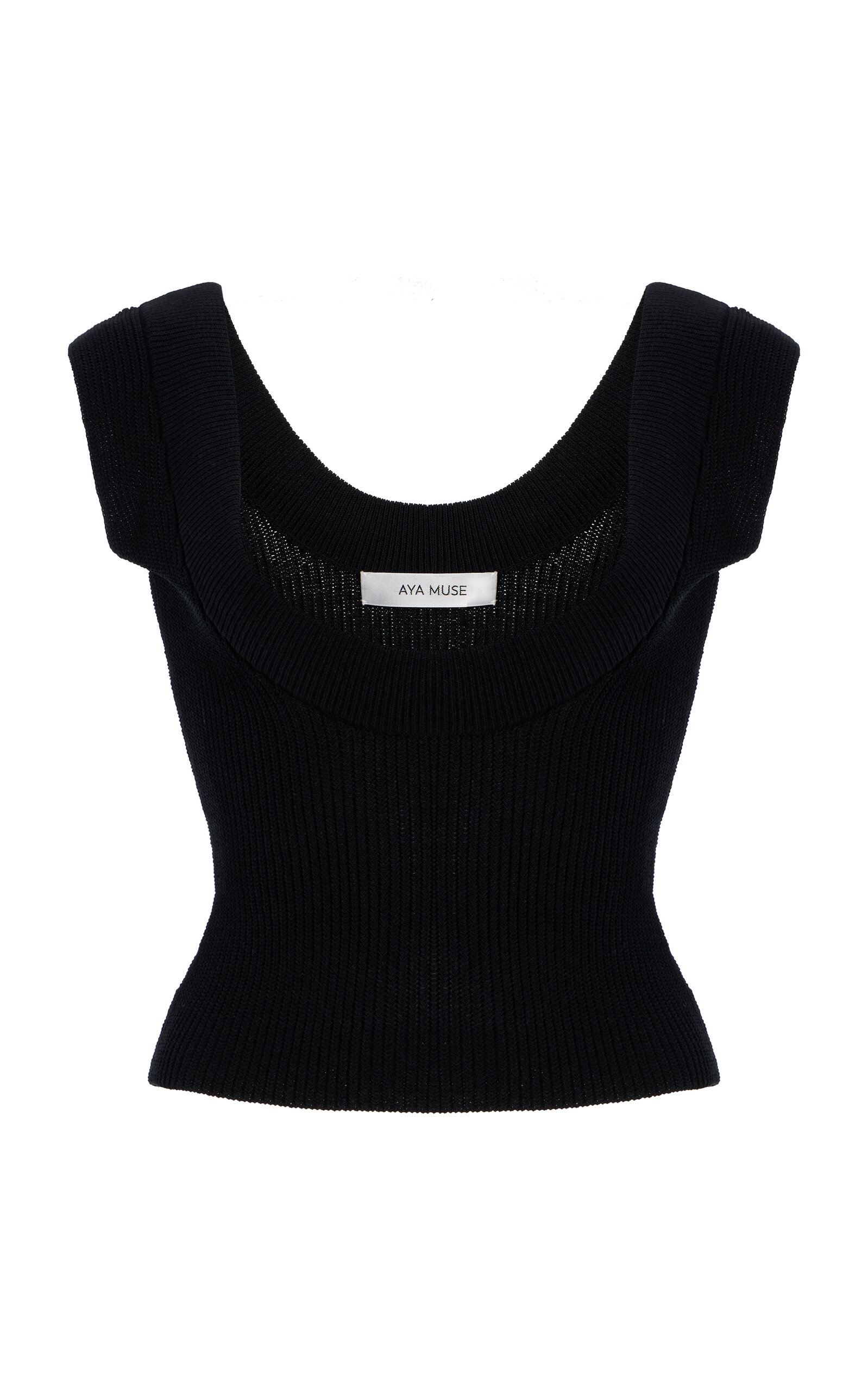 Aya Muse Vena Knit Cotton-blend Tank Top In Black