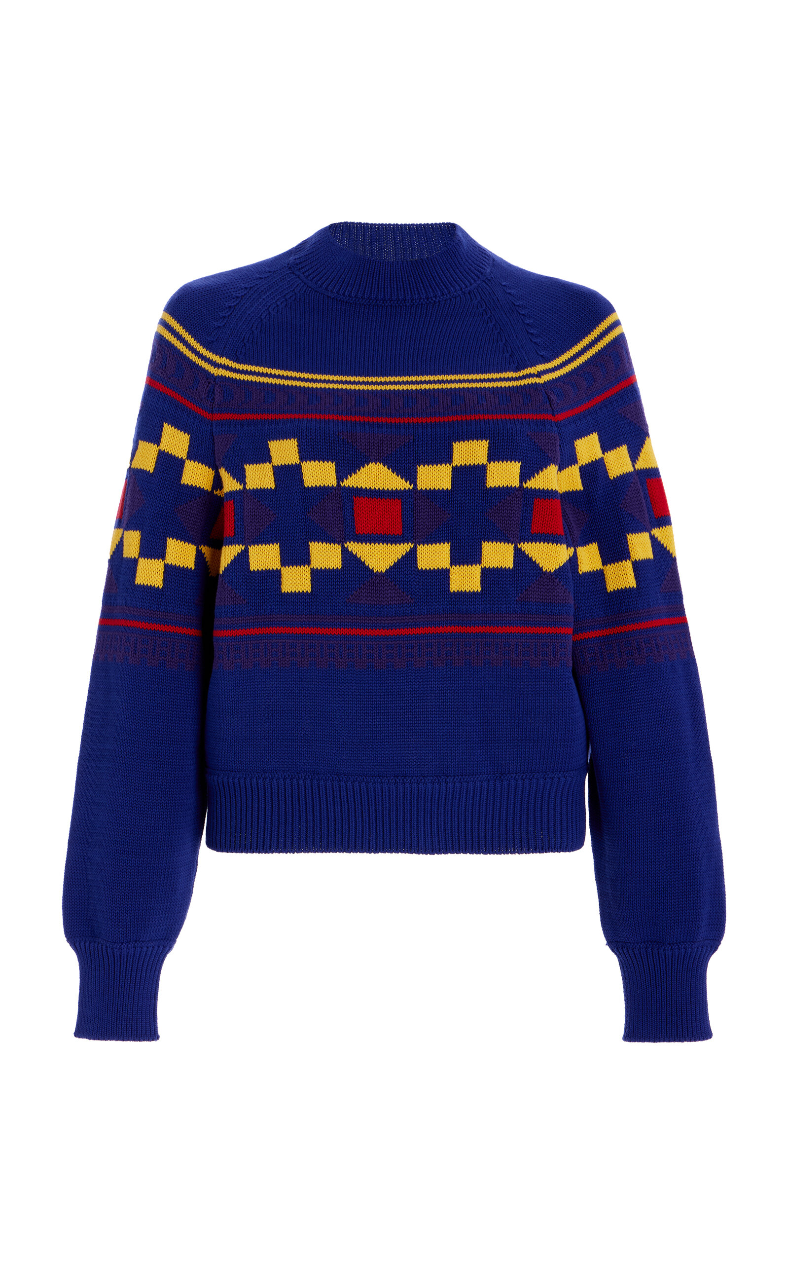 High Sport Lara Fair Isle Knit Cotton Sweater
