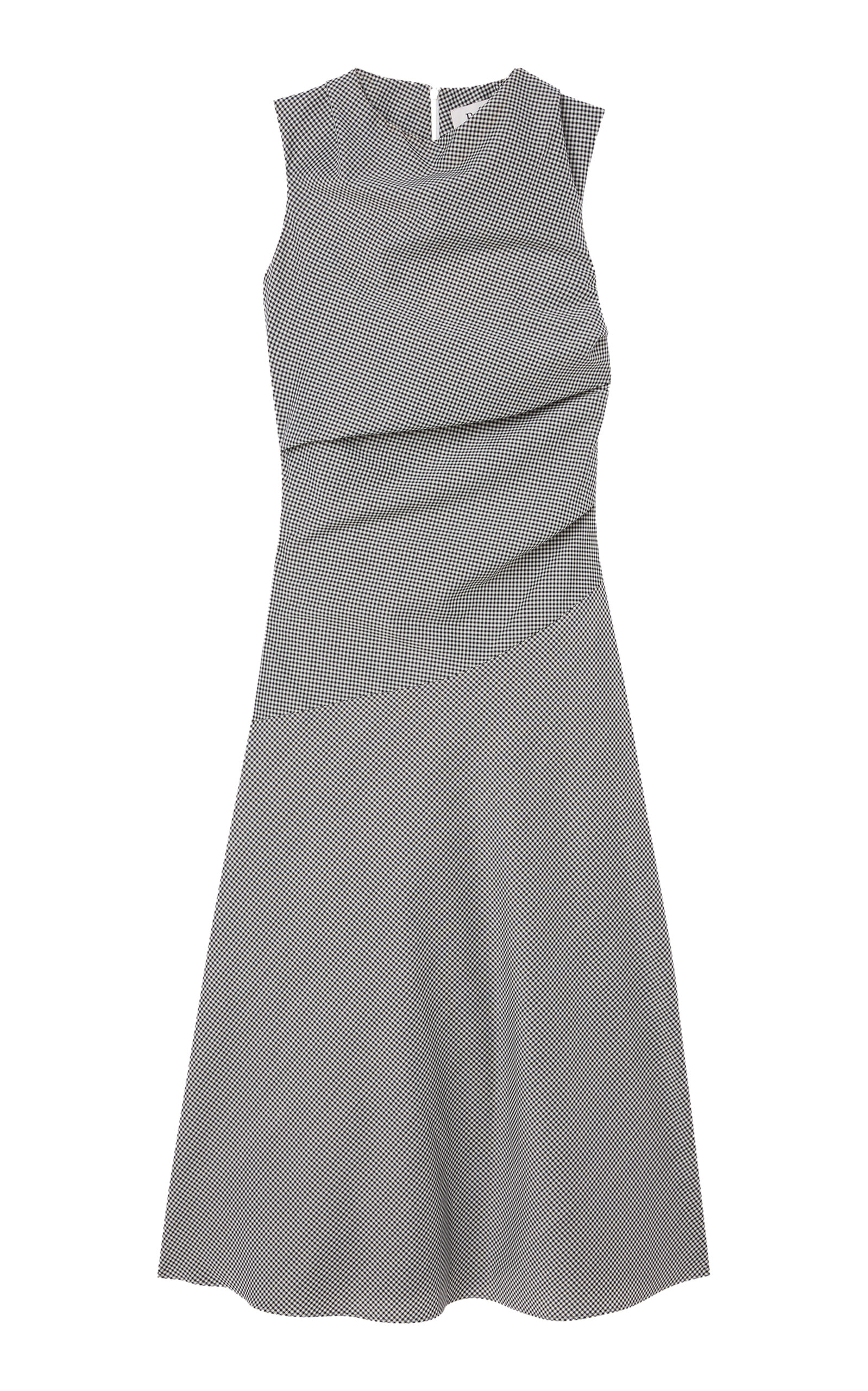 Checked Wool-Blend Cowl-Neck Maxi Dress