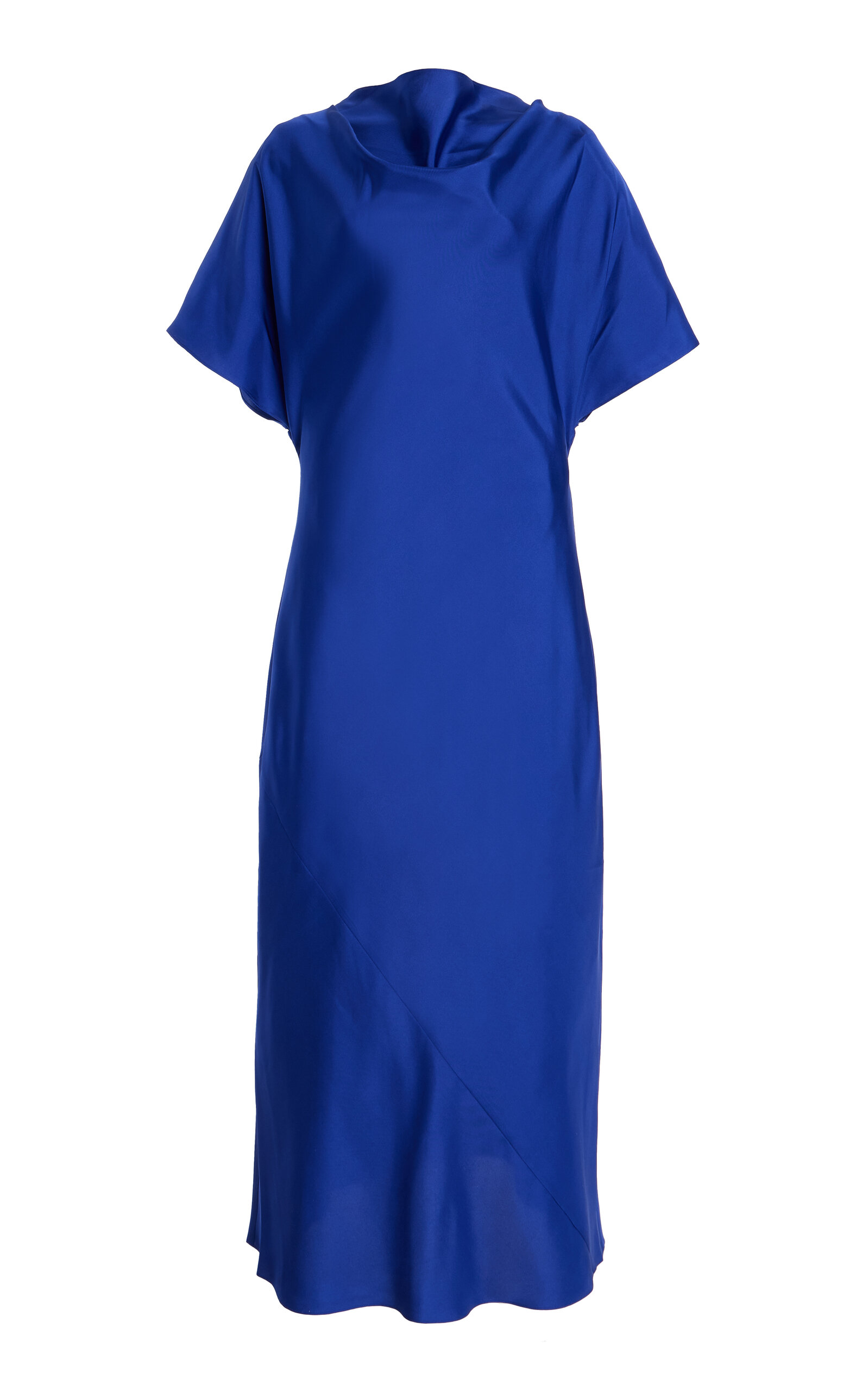 Rohe Fluid Draped Silk Midi Dress In Blue