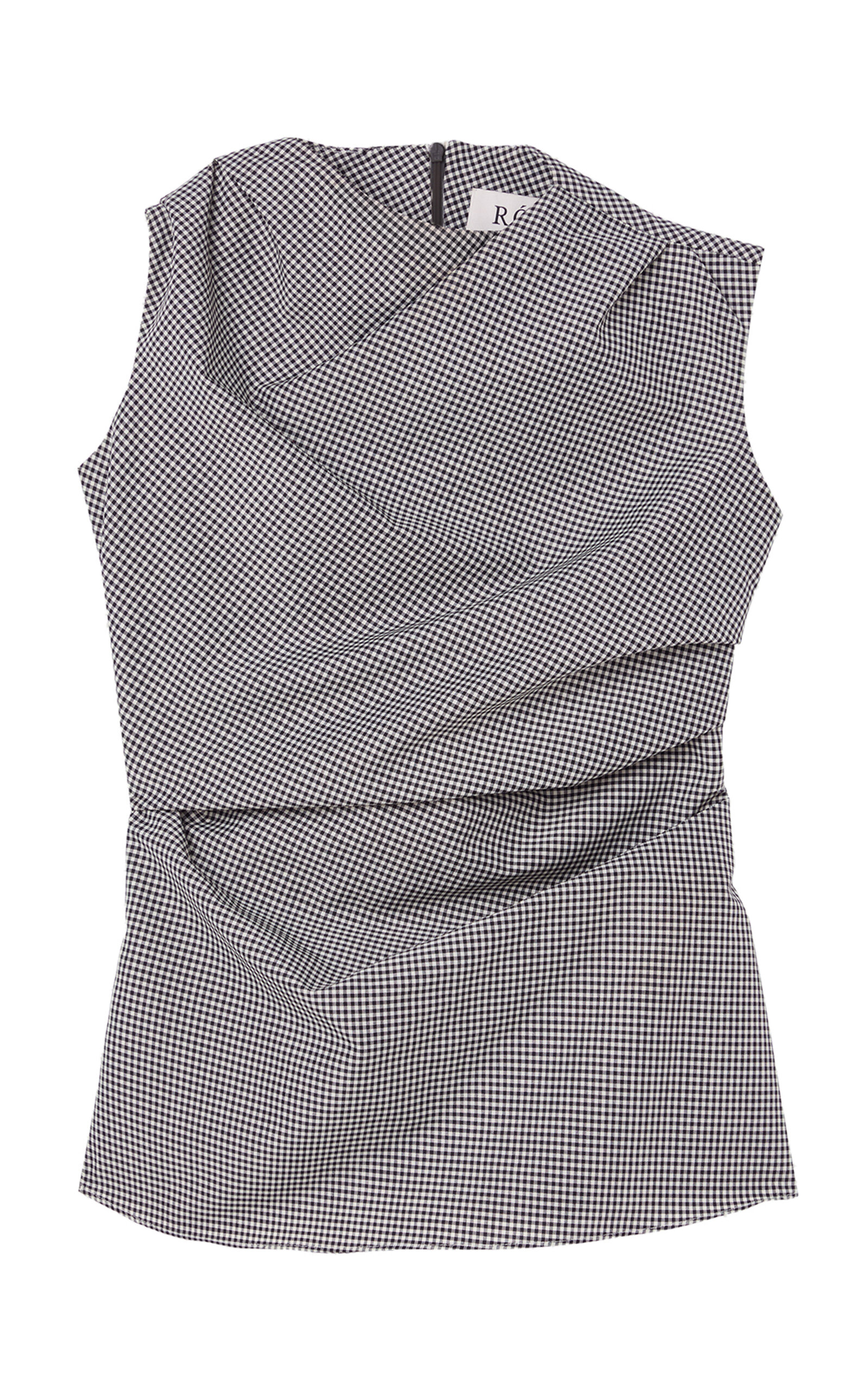 Róhe Checked Wool-Blend Cowl-Neck Top - Black/white