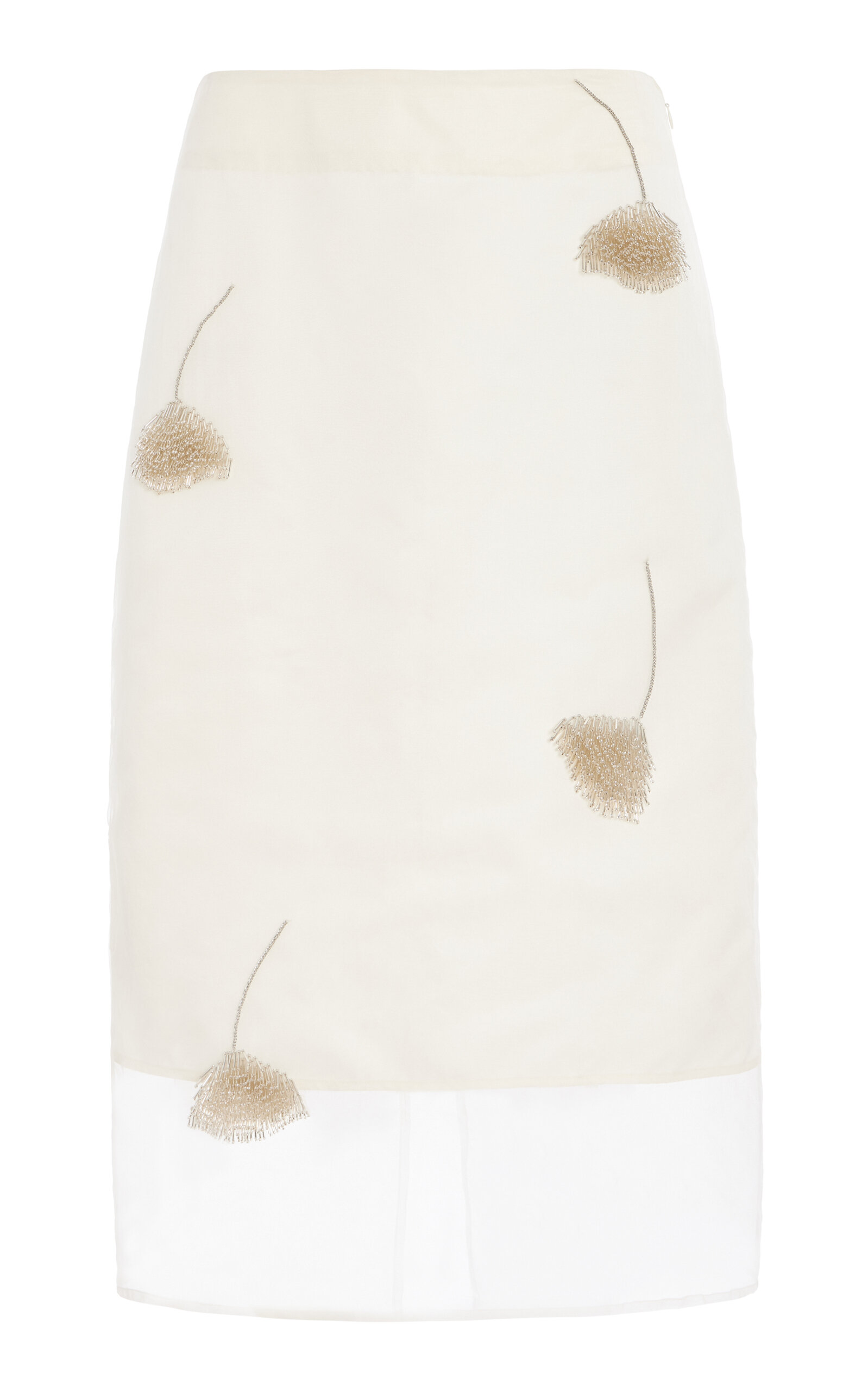 Róhe Embellished Tulip Silk-Organza Skirt - White