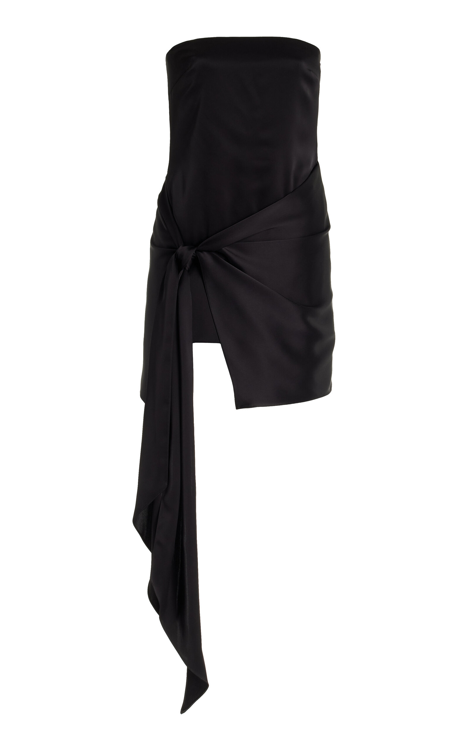 David Koma Tie-Detailed Strapless Satin Mini Dress