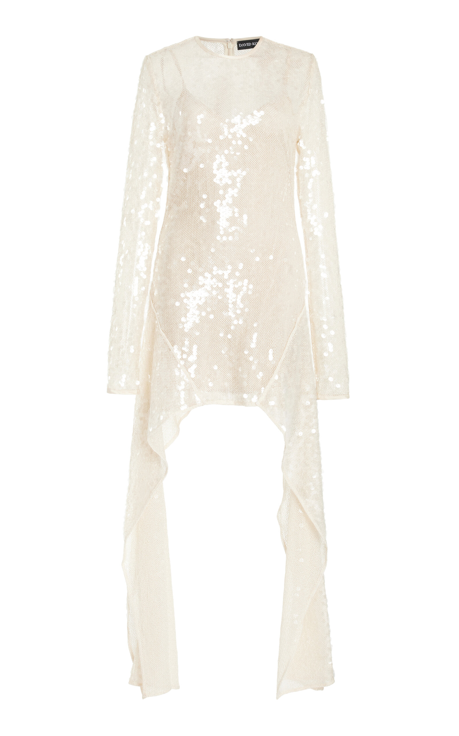 David Koma Asymmetric Sequined Mini Dress In Ivory