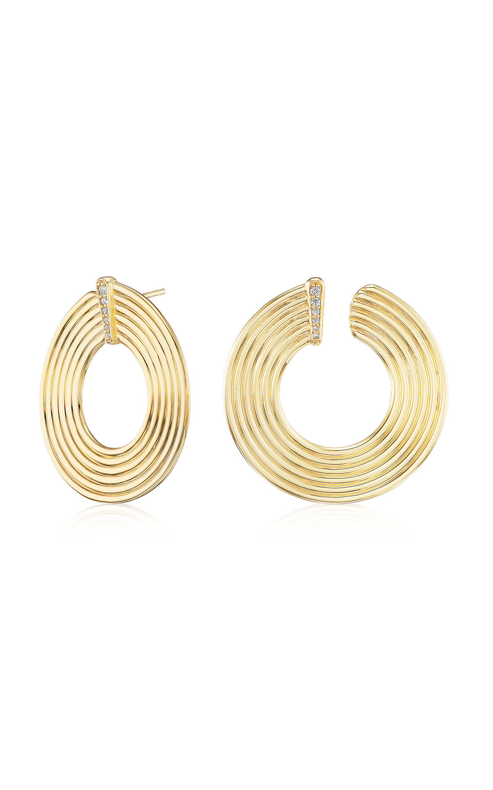 Sorellina Record Crescent 18k Yellow Gold Diamond Earrings
