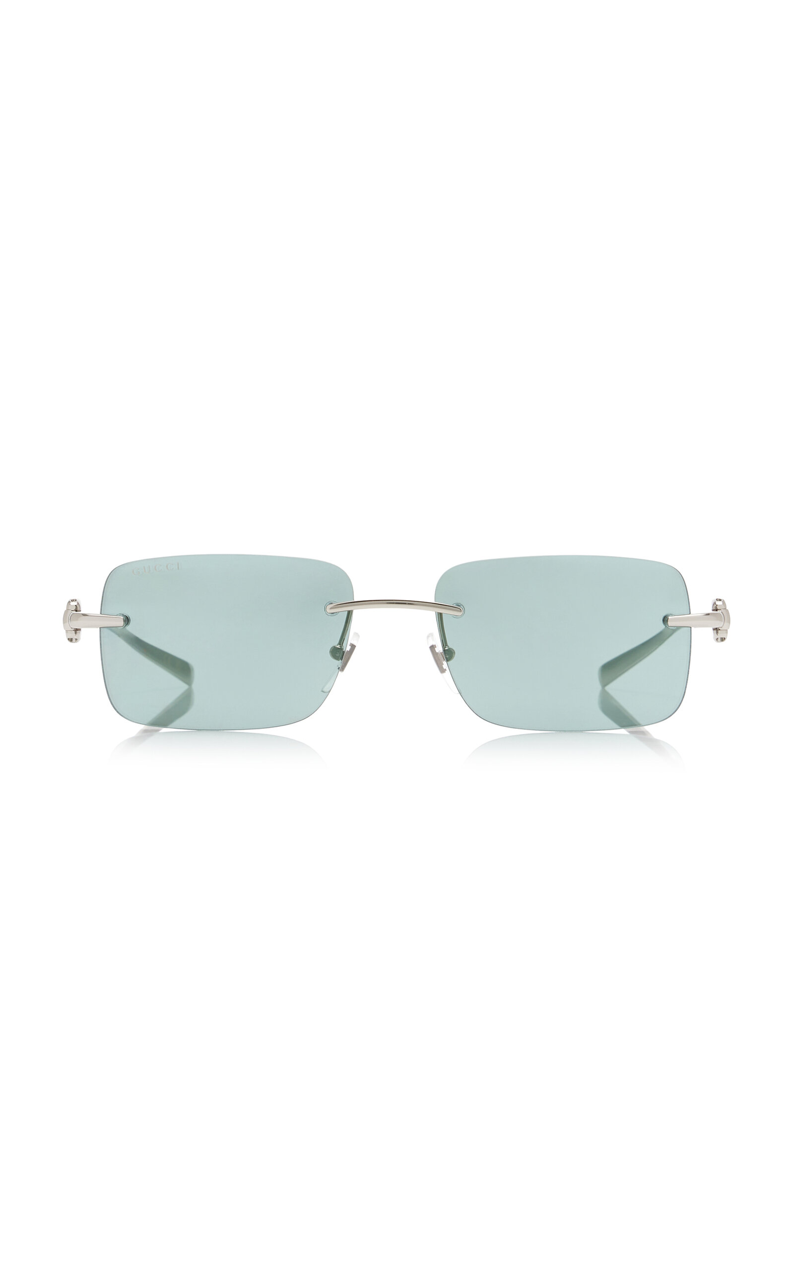 Gucci Rectangular-frame Metal Sunglasses In Silver