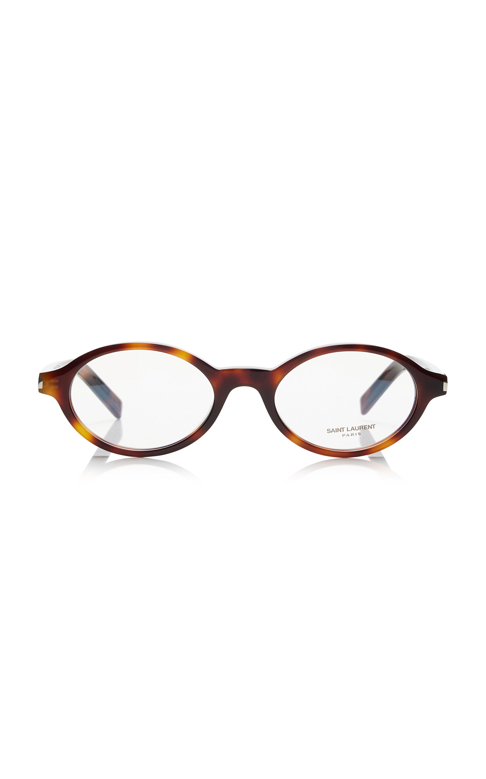 Saint Laurent Jeanne Oval-framed Acetate Glasses In Brown