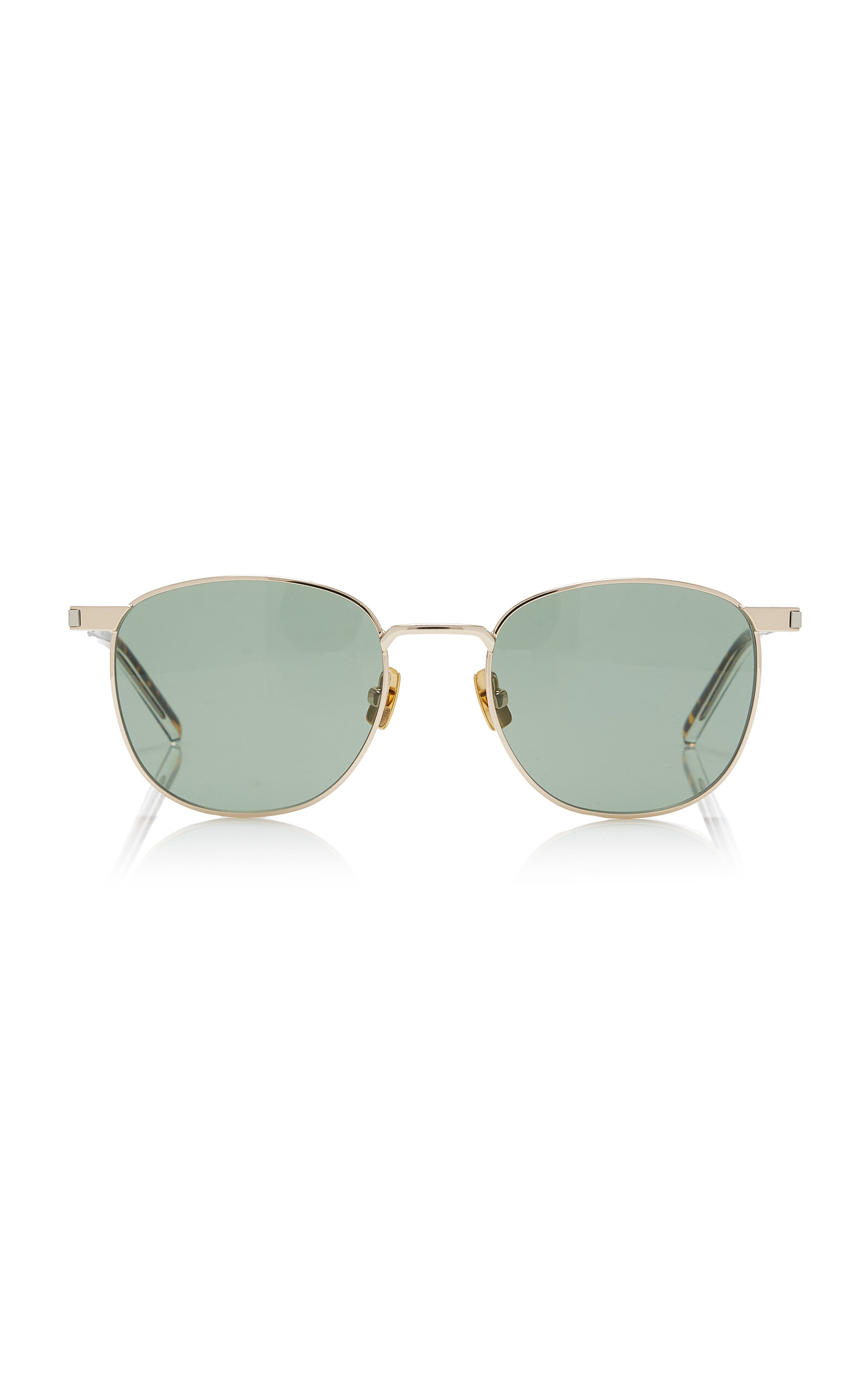 Saint Laurent Round-frame Metal Sunglasses In Green